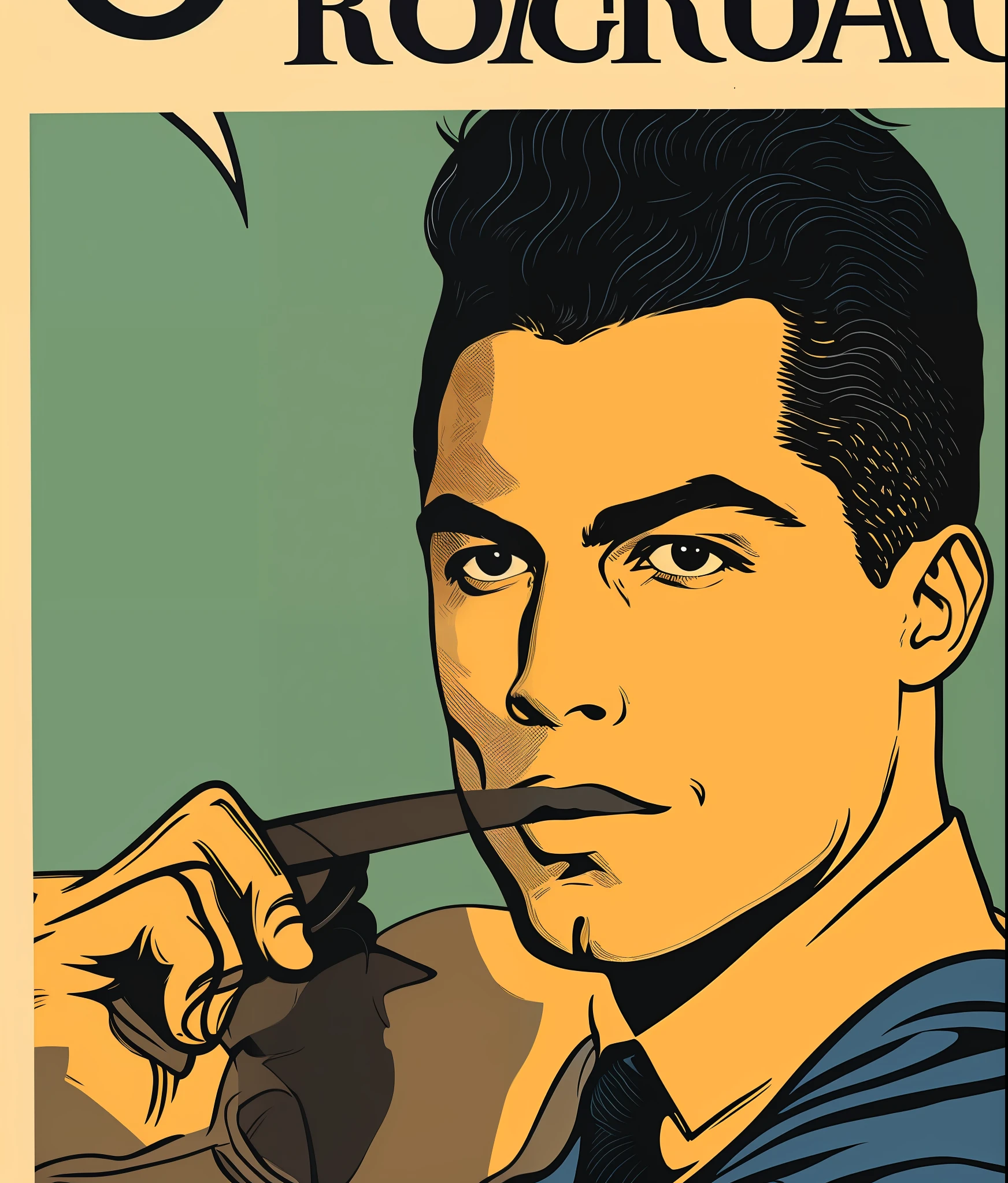 Christano Ronaldo portrait 1950 poster style