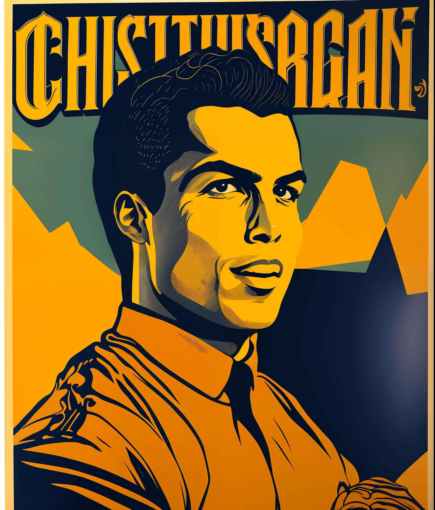 Christano Ronaldo portrait 1950 poster style