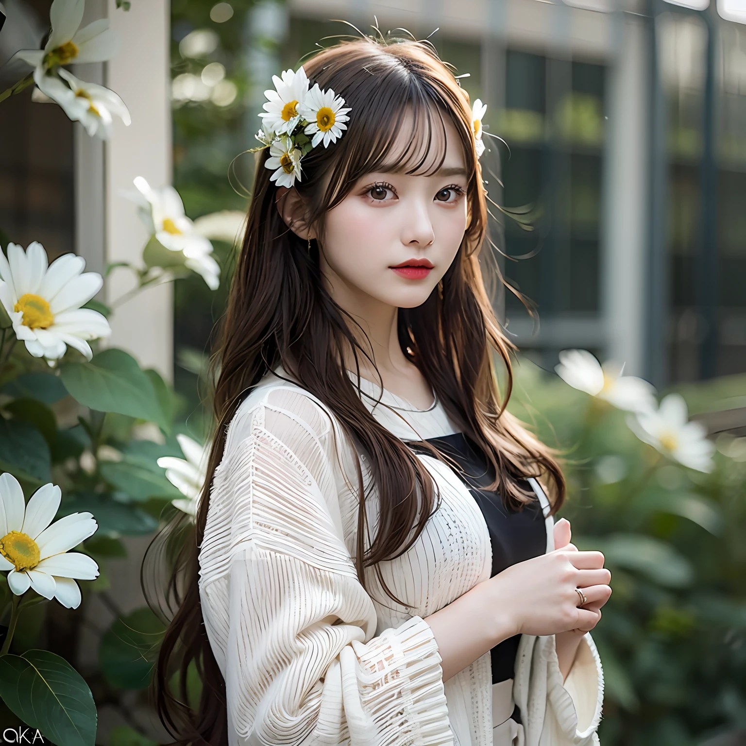 daisy, flower, Long hair、beste-Qualit、8k、photographed、Fashion brand photography、