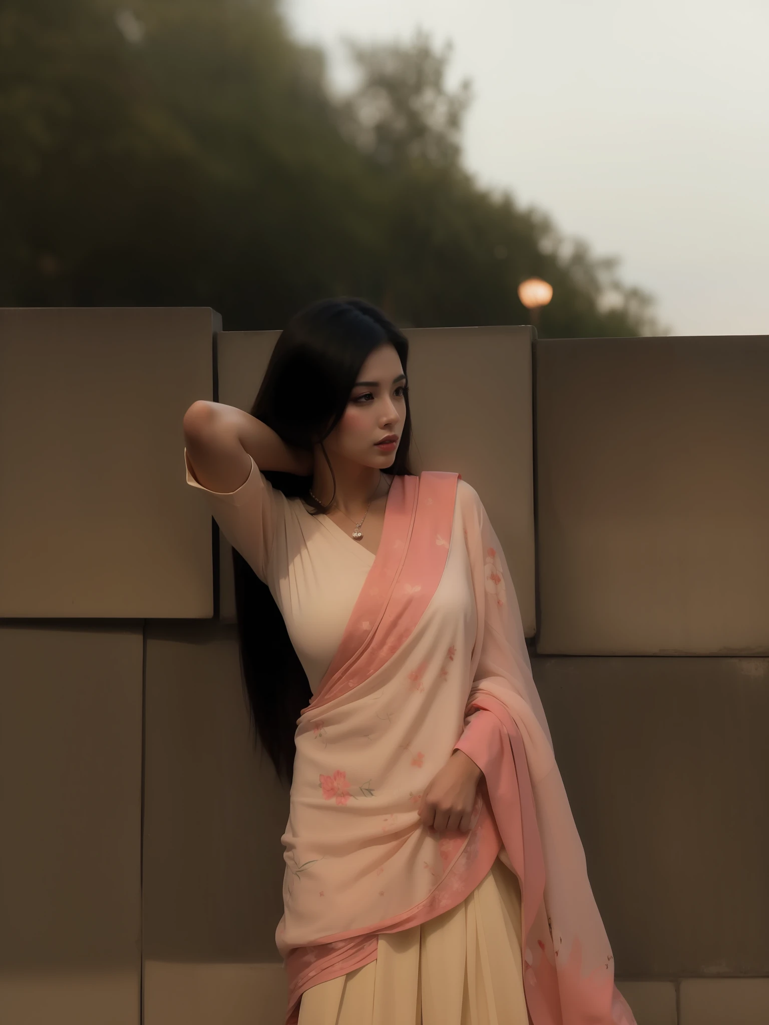 Maintain the realistic and aesthetic look of the face, while adding a dynamic and colorful background to the scene.
