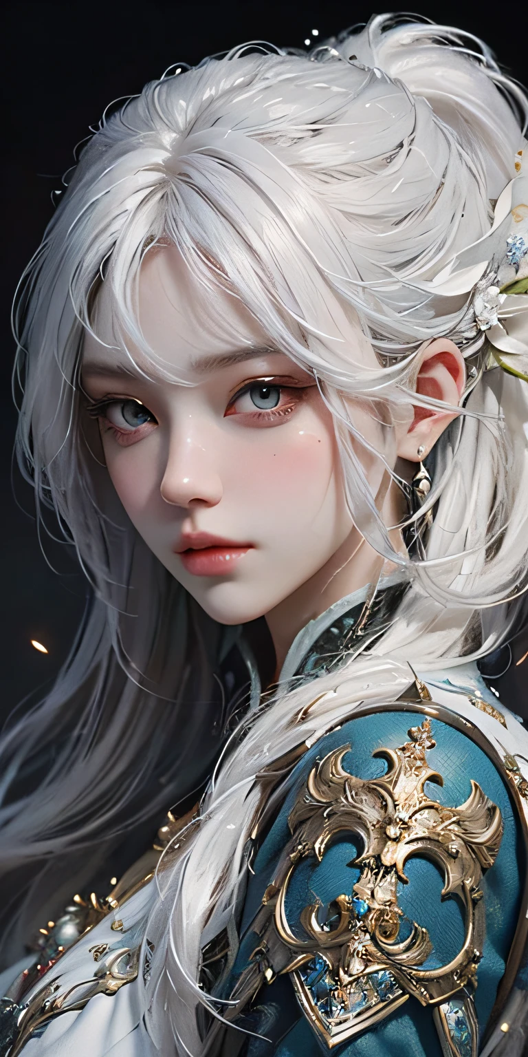 a close up of a woman with white hair and a white mask, beautiful character painting, guweiz, artwork in the style of guweiz, white haired deity, by Yang J, epic exquisite character art, stunning character art, by Fan Qi, by Wuzhun Shifan, guweiz on pixiv artstation