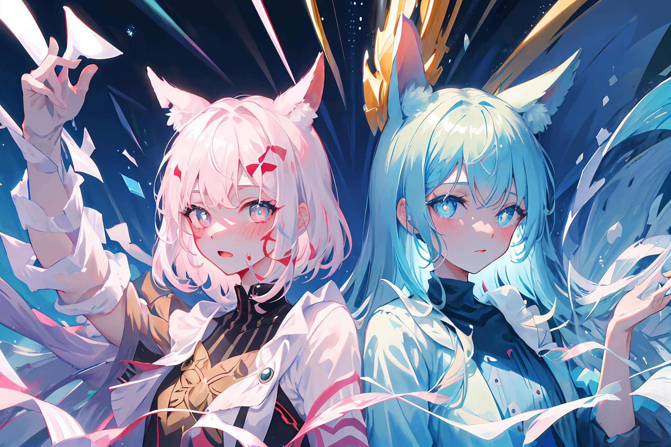 Short white hair, royal sister, different pupils, positive face, blushing, breathing, clothes wet with water, obviously pure white turbid liquid on the face and mouth, animal ears look cool, white liquid all over the face, bangs, black half-leg stockings