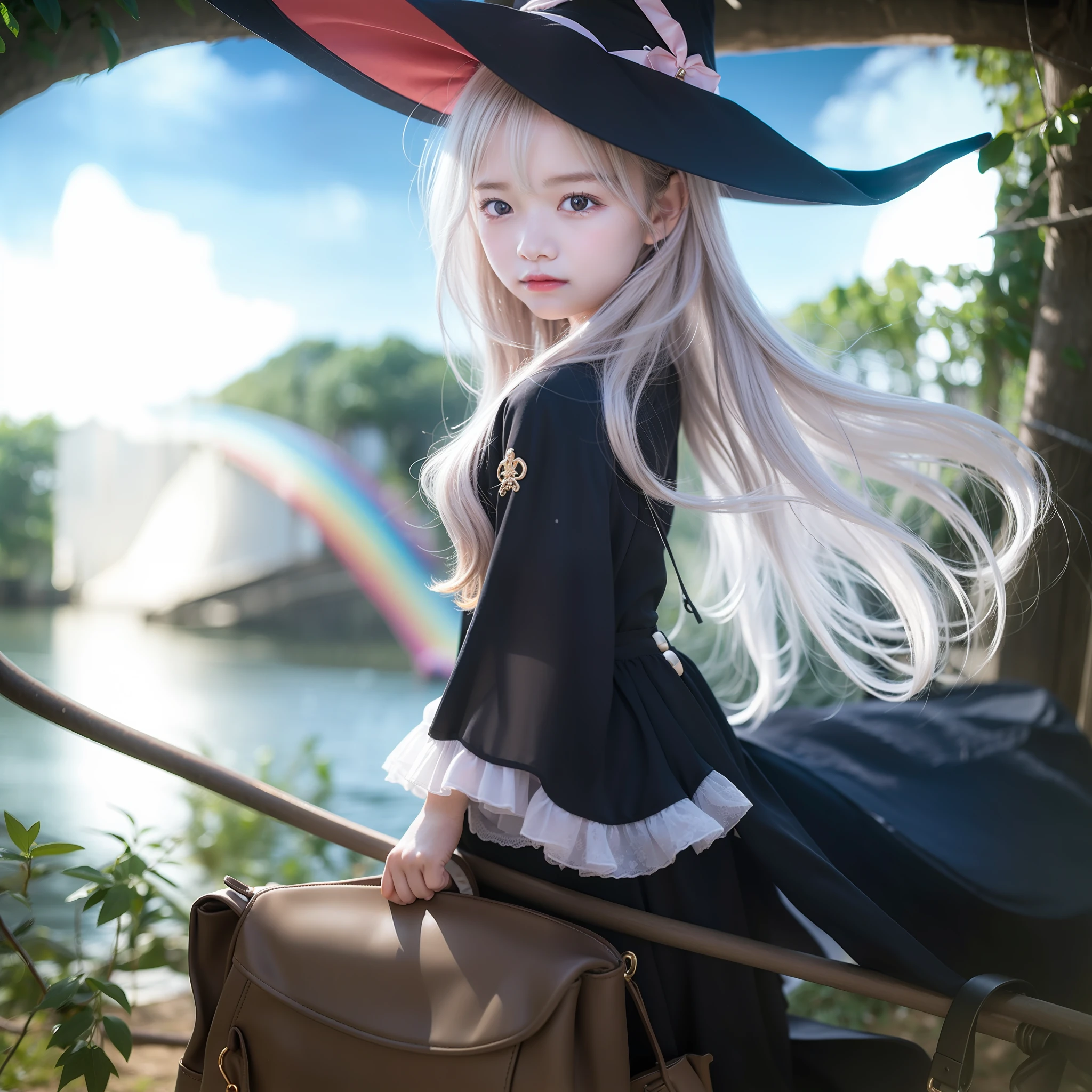 1girl, Small child, witch, long hair, realistic, ultra detail, photography,