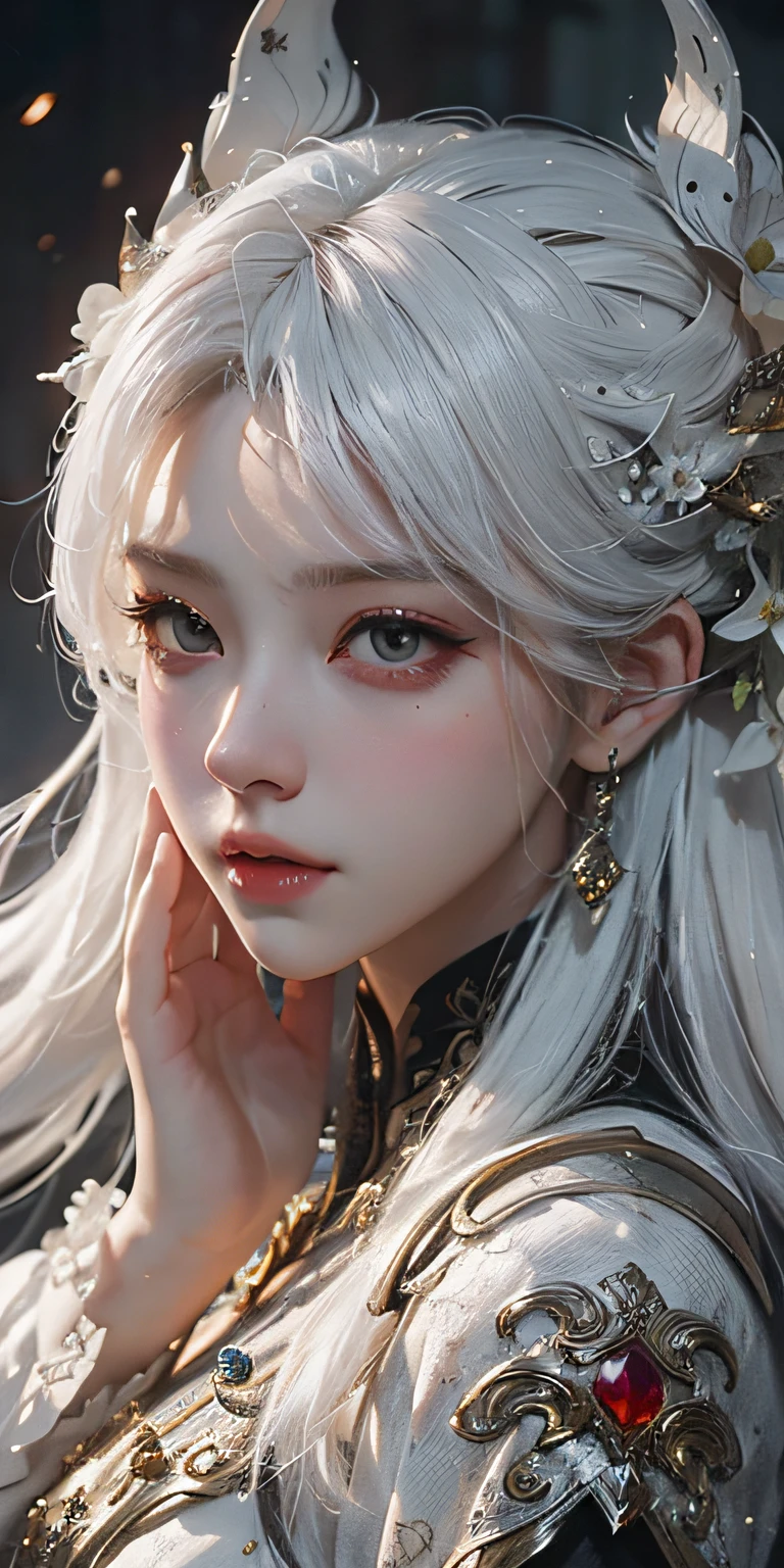 a close up of a woman with white hair and a white mask, beautiful character painting, guweiz, artwork in the style of guweiz, white haired deity, by Yang J, epic exquisite character art, stunning character art, by Fan Qi, by Wuzhun Shifan, guweiz on pixiv artstation