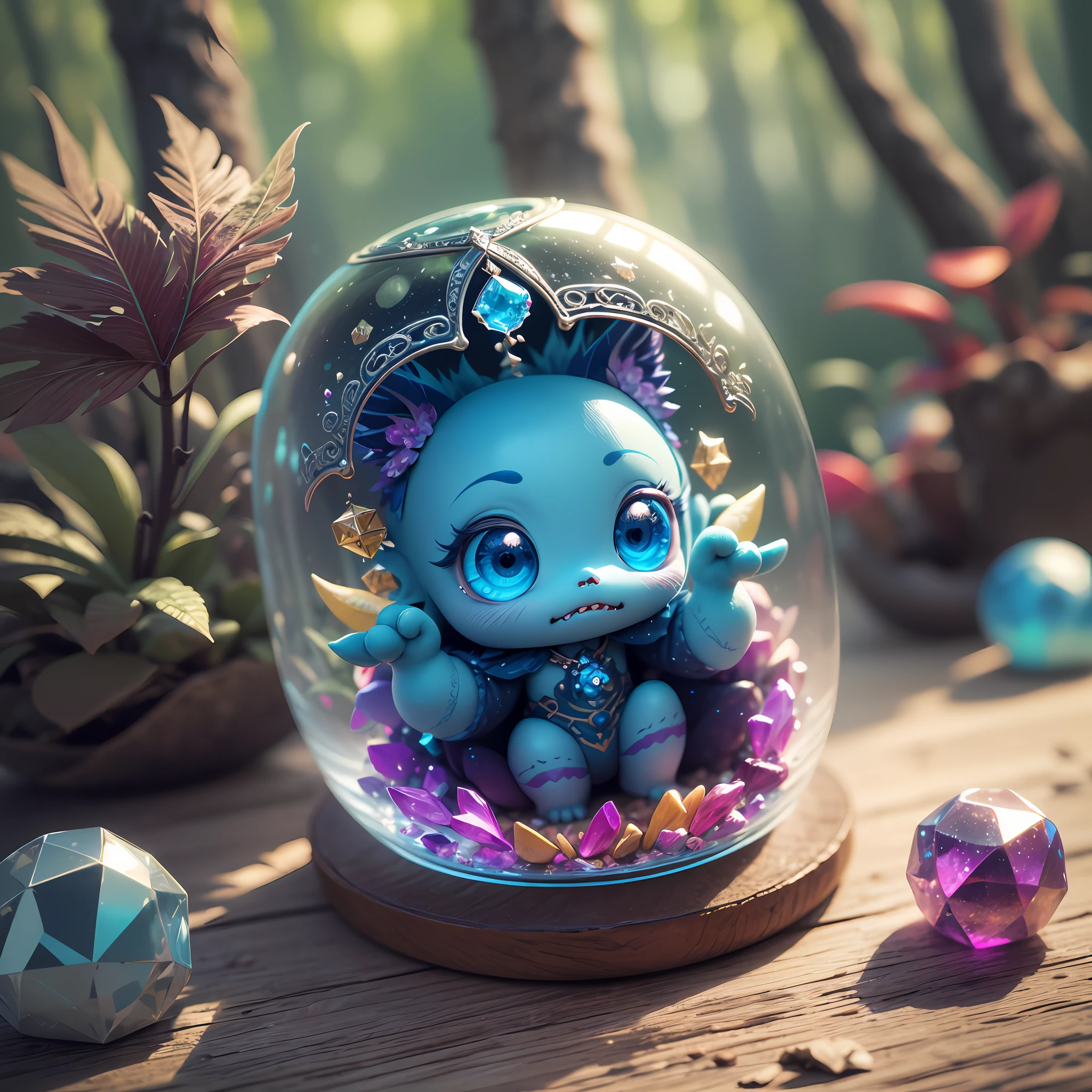 ((4 eyes kokkoni cute (very tiny monster) have rainbow colorful body, claws hands,leather feather skin): add crystal gem,cube,mushrooms,chaos,yin yang, magical ),(super cute effect),(chibi),(3m sticker collection:1.0),lay in the forest, (hip hop freestyle),(random zodiac).(185m.m), high resolution,(3d toy),full hd, uhd, 8k, intricate details ,high images quality, — ar 1024:2048, —zoom 2 --auto --s2