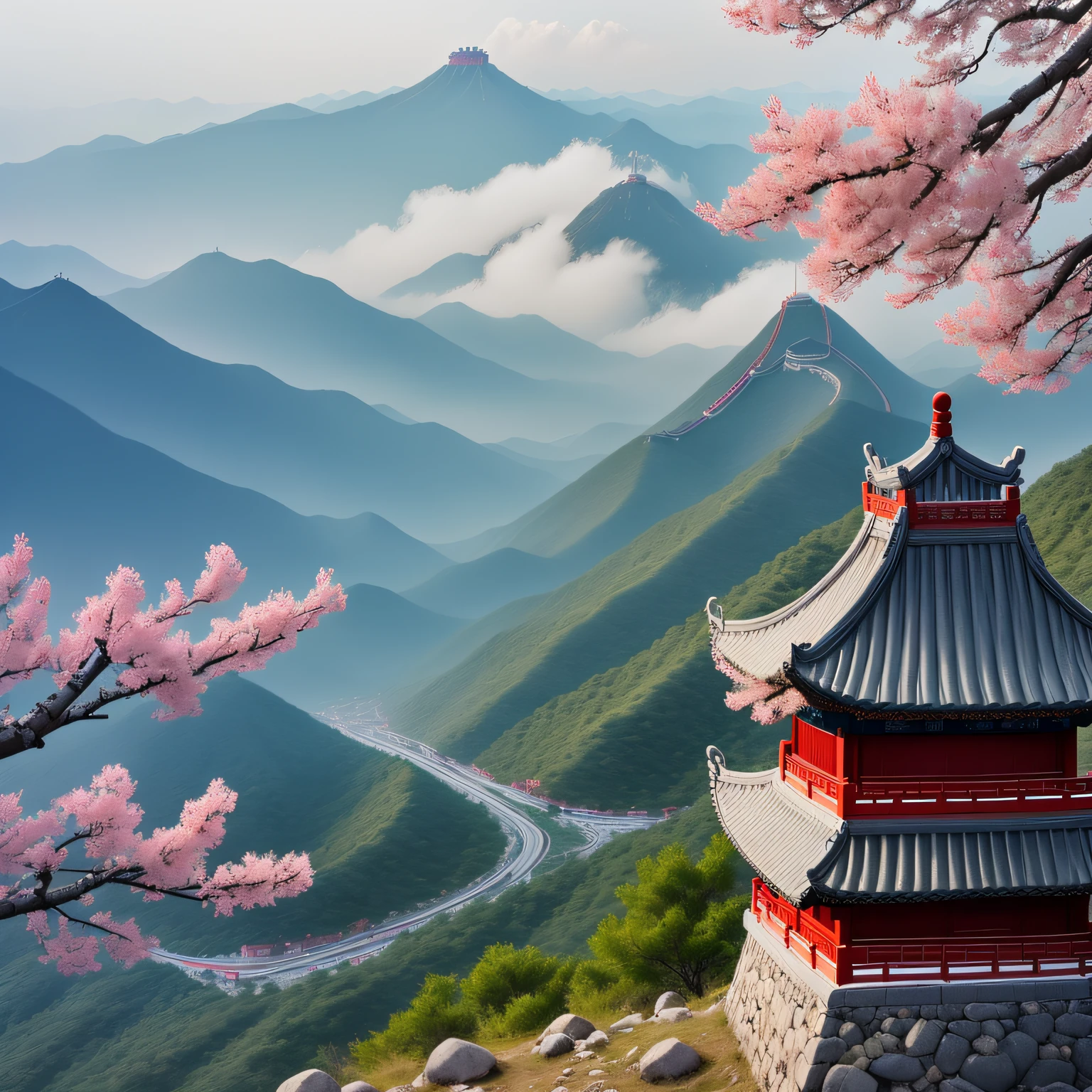 China-style,the plum blossom,There is a blank space in the middle,hill,ancient wind --auto