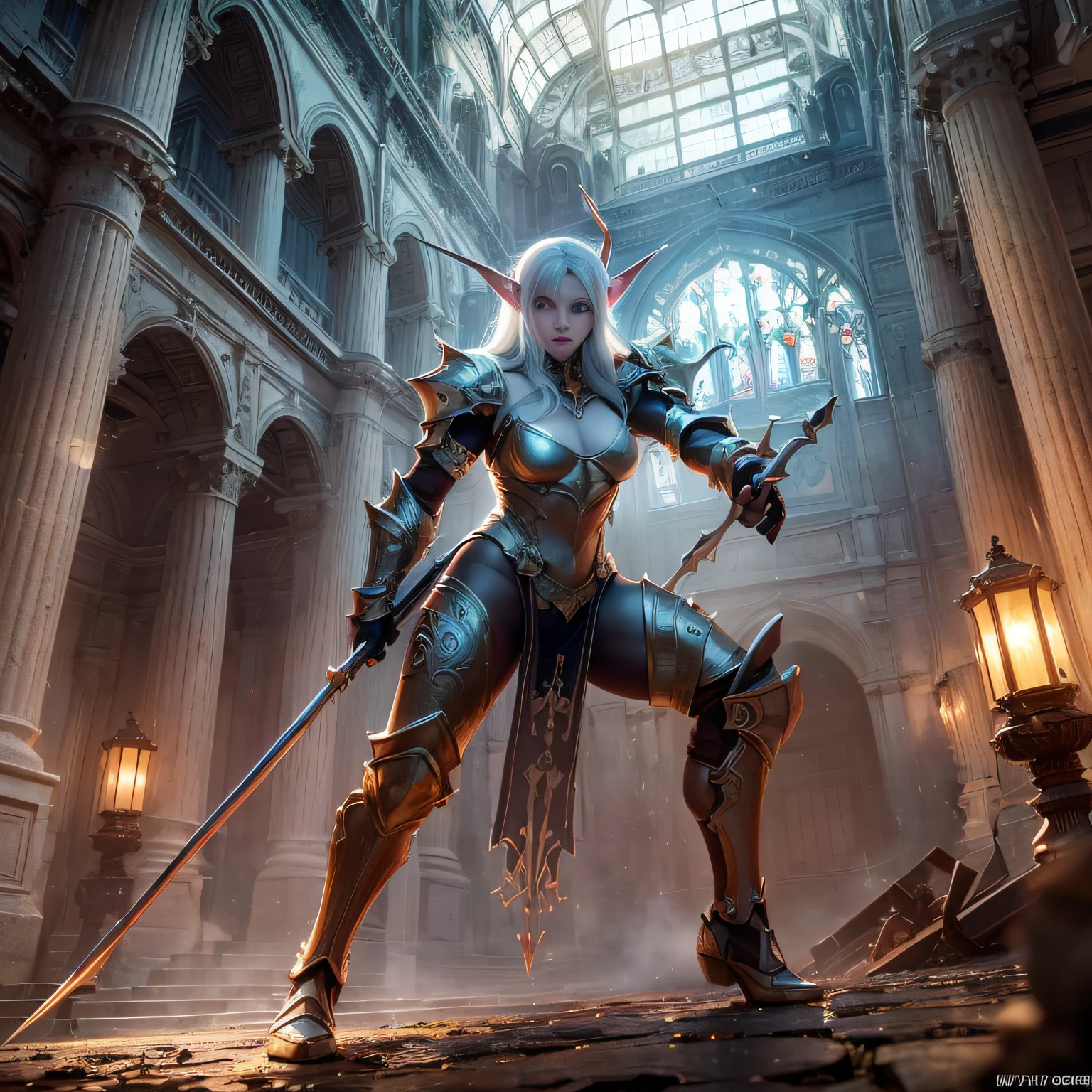 Full body, holding a bow, action pose, (Dark Fantasy:1.2), (Masterpiece, Epic Quality, Epic Realism, Ultra Resolution, 8K Photo Unity, Epic Detail: 1.1), Dark Elf, (Intricate Details, Dynamic Angle, Most Beautiful Form of Chaos, Rim Lighting, Soft Lighting, (Professional Photography, Photorealism, Hyperrealism), Ray Tracing, HDR --auto --s2