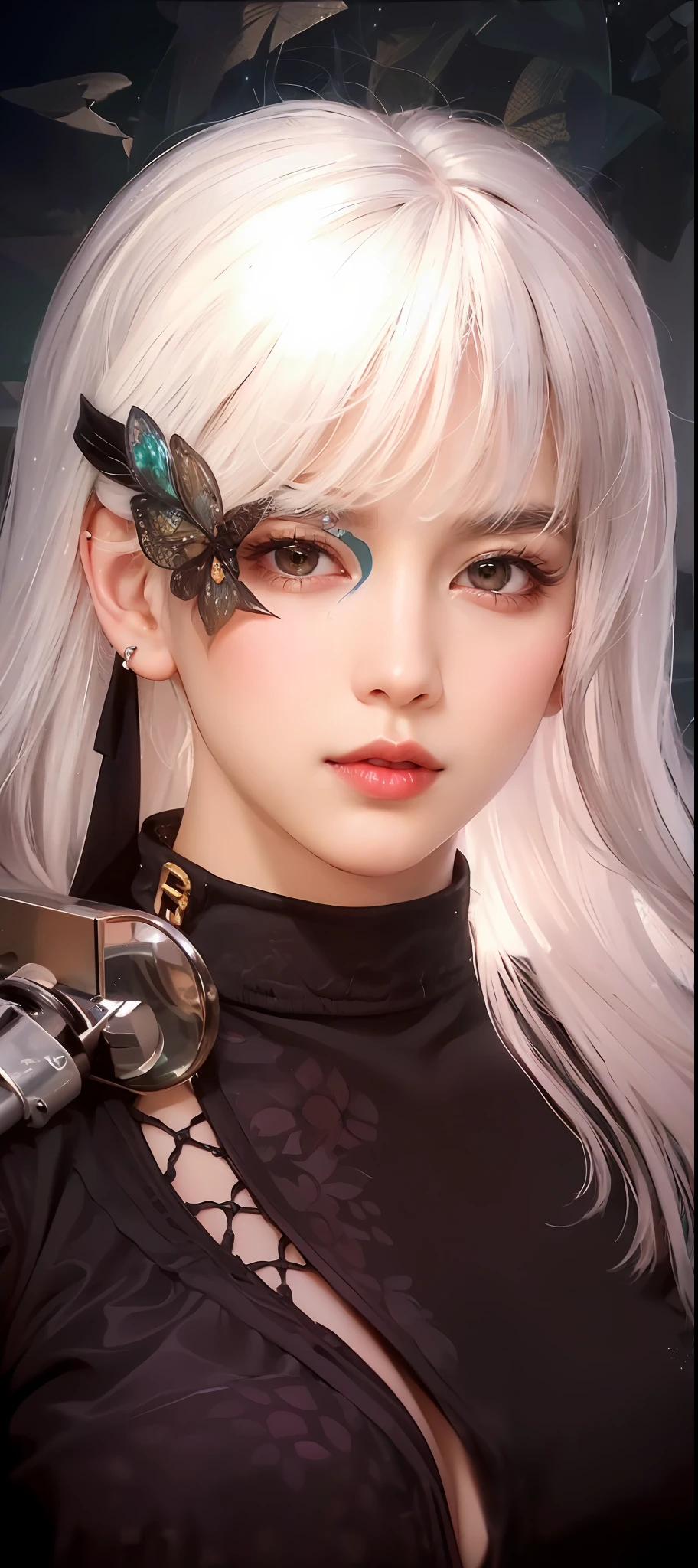 (8k, RAW photo, photorealistic:1.25) ,( lipgloss, eyelashes, gloss-face, glossy skin, best quality, ultra highres, depth of field, chromatic aberration, caustics, Broad lighting, natural shading, Kpop idol) looking at the audience With serenity and goddess-like bliss,