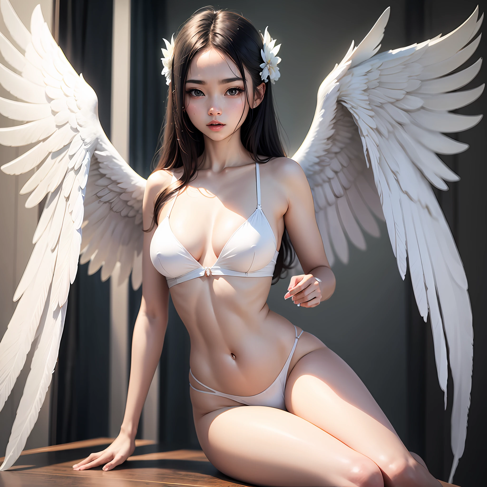 One with angel wings,White wings,Pure white,The beautiful,High quality,The beautiful,perverted woman --auto