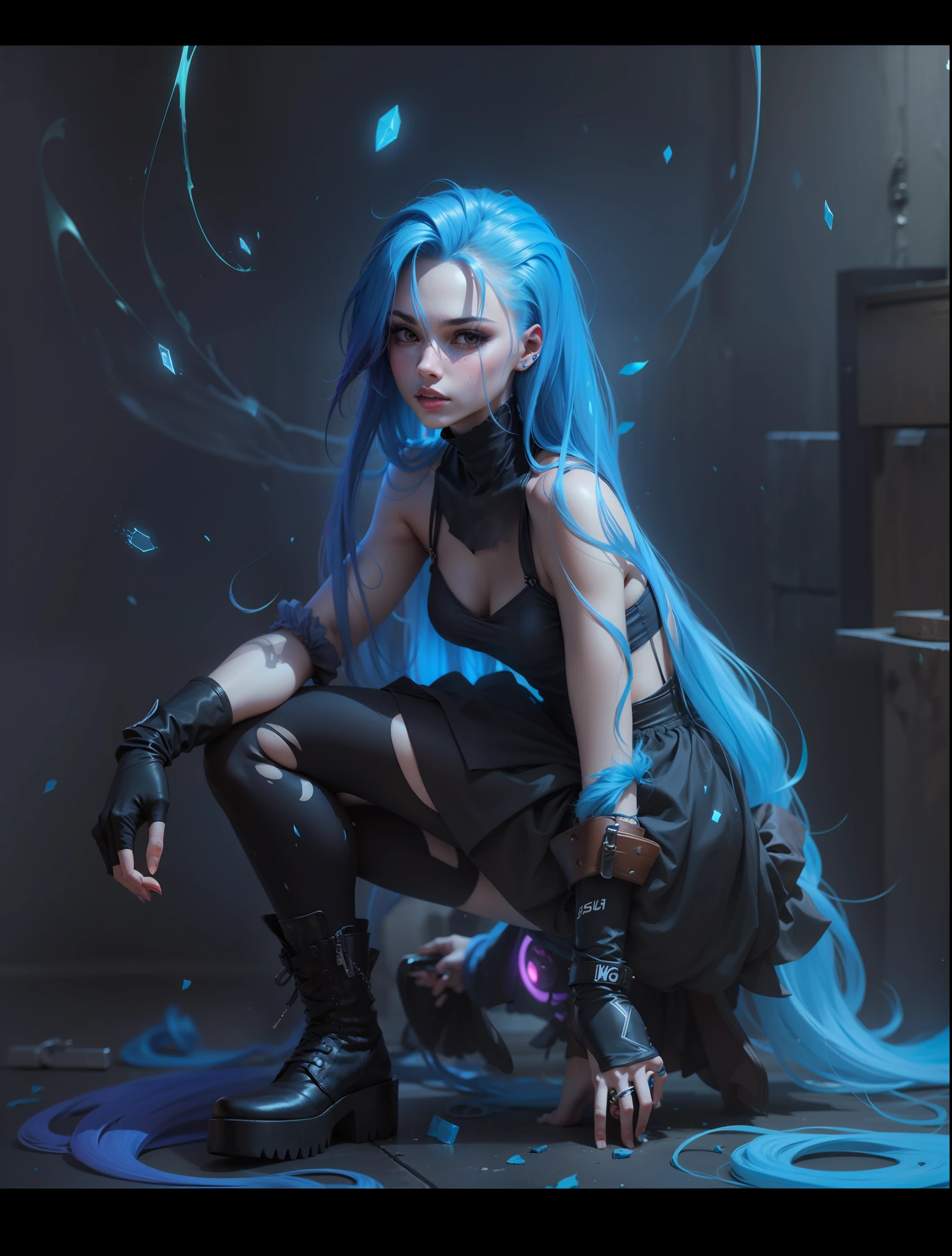 Jinx, cabelos azuis