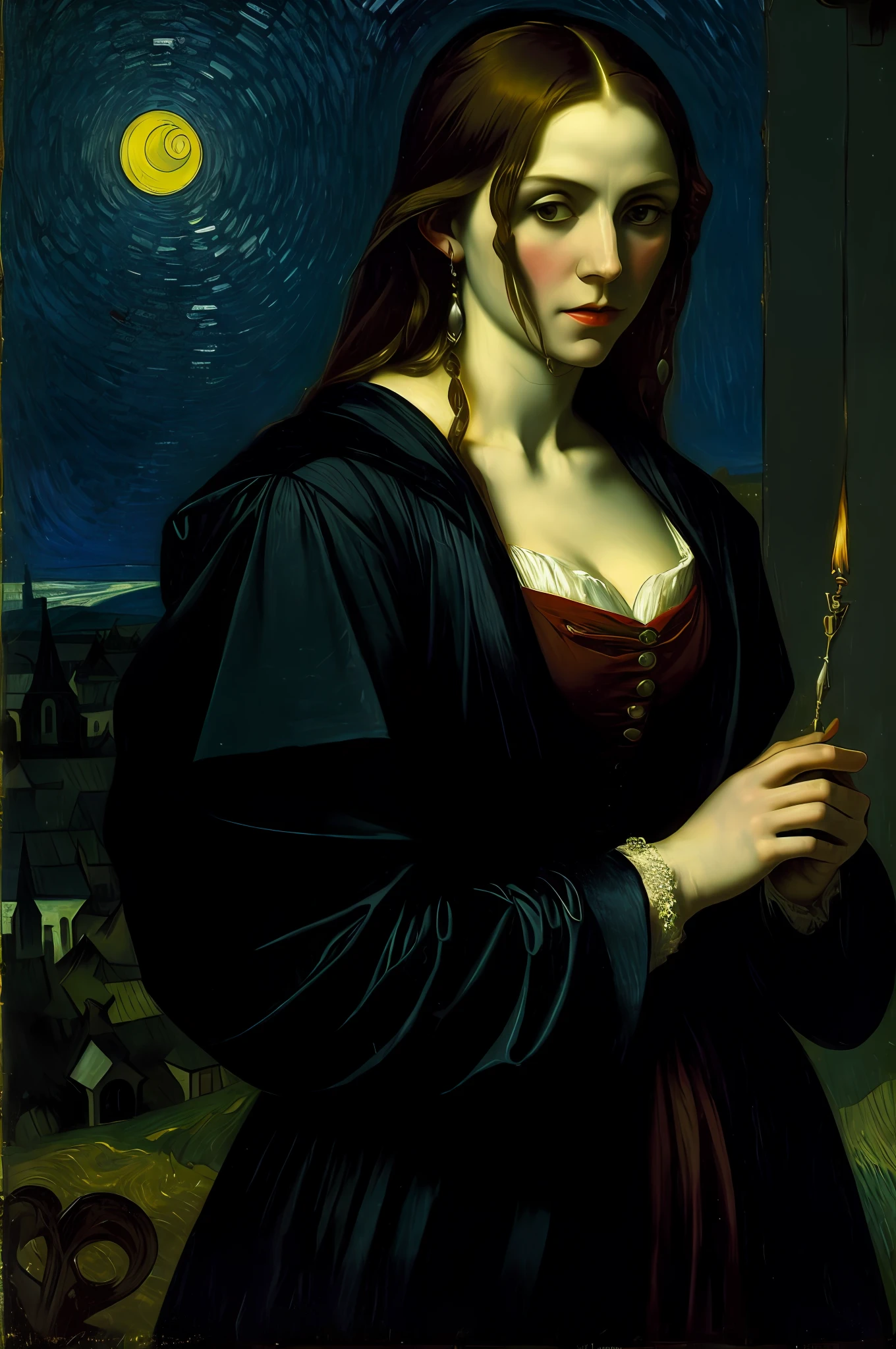 The vampires have already played the first half And only one thing they managed to understand So that the vampire on Earth is not lost Try not to lose yourself, vampire By Mikhail Vrubel, Caravaggio and Vincent Van Gogh 8K resolution crepuscule biopunk