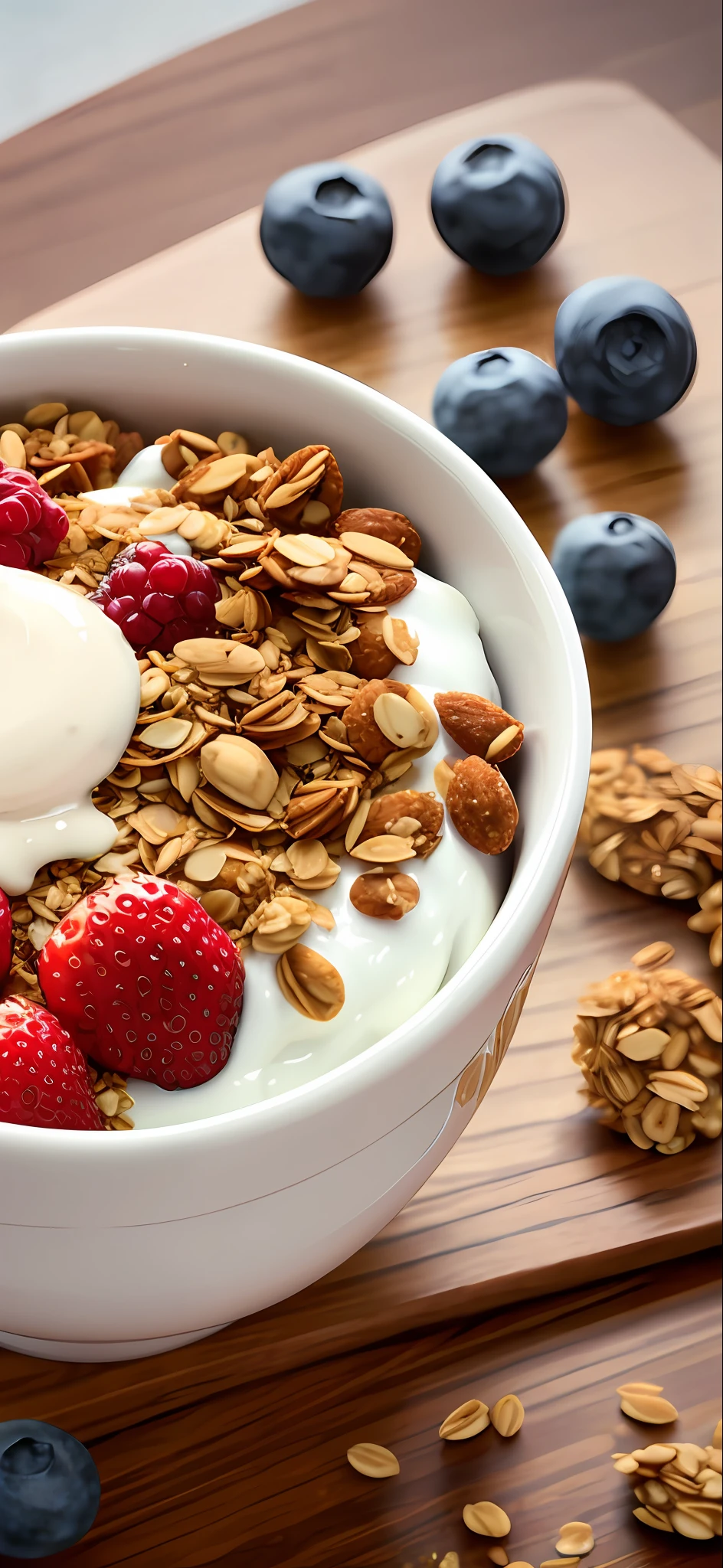 healthy breakfast. Granola and berry yogurt