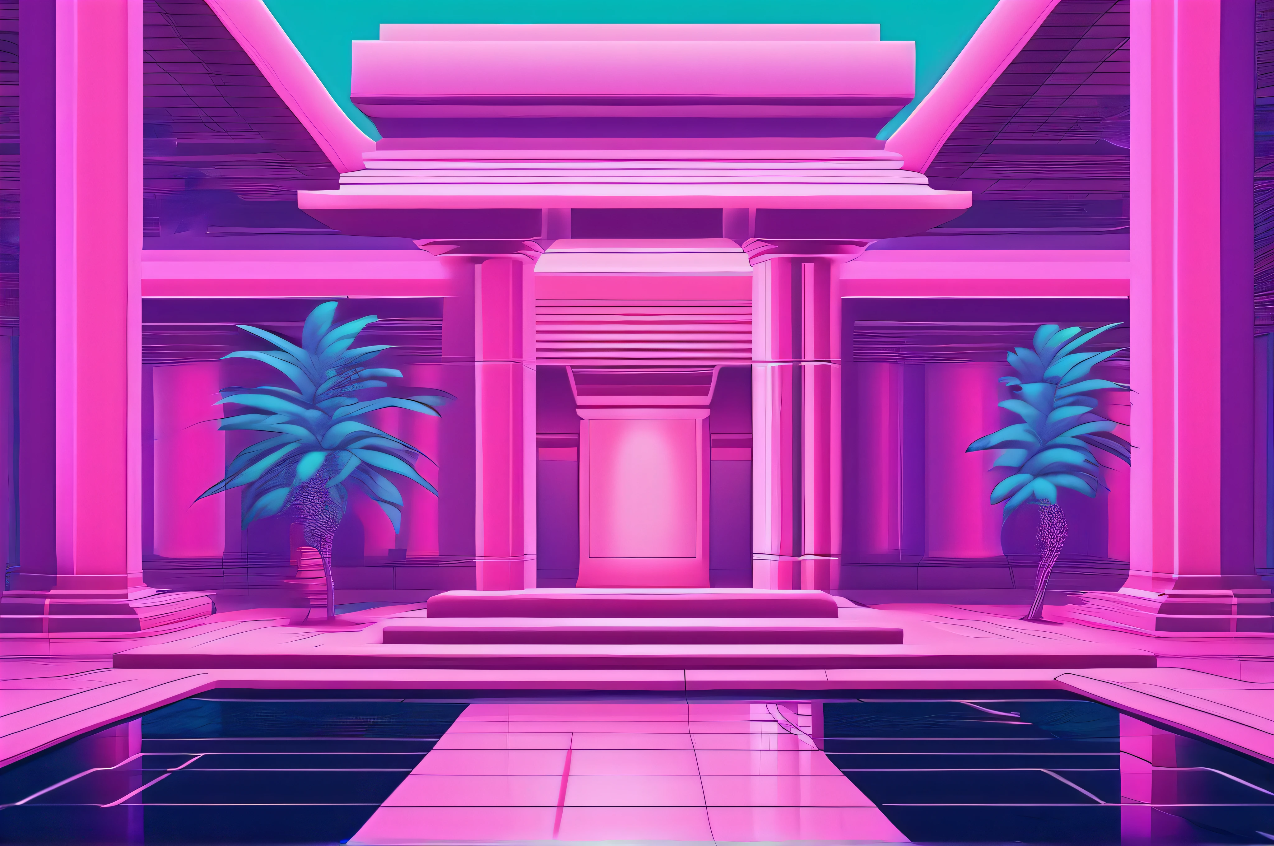 vaporwave temple