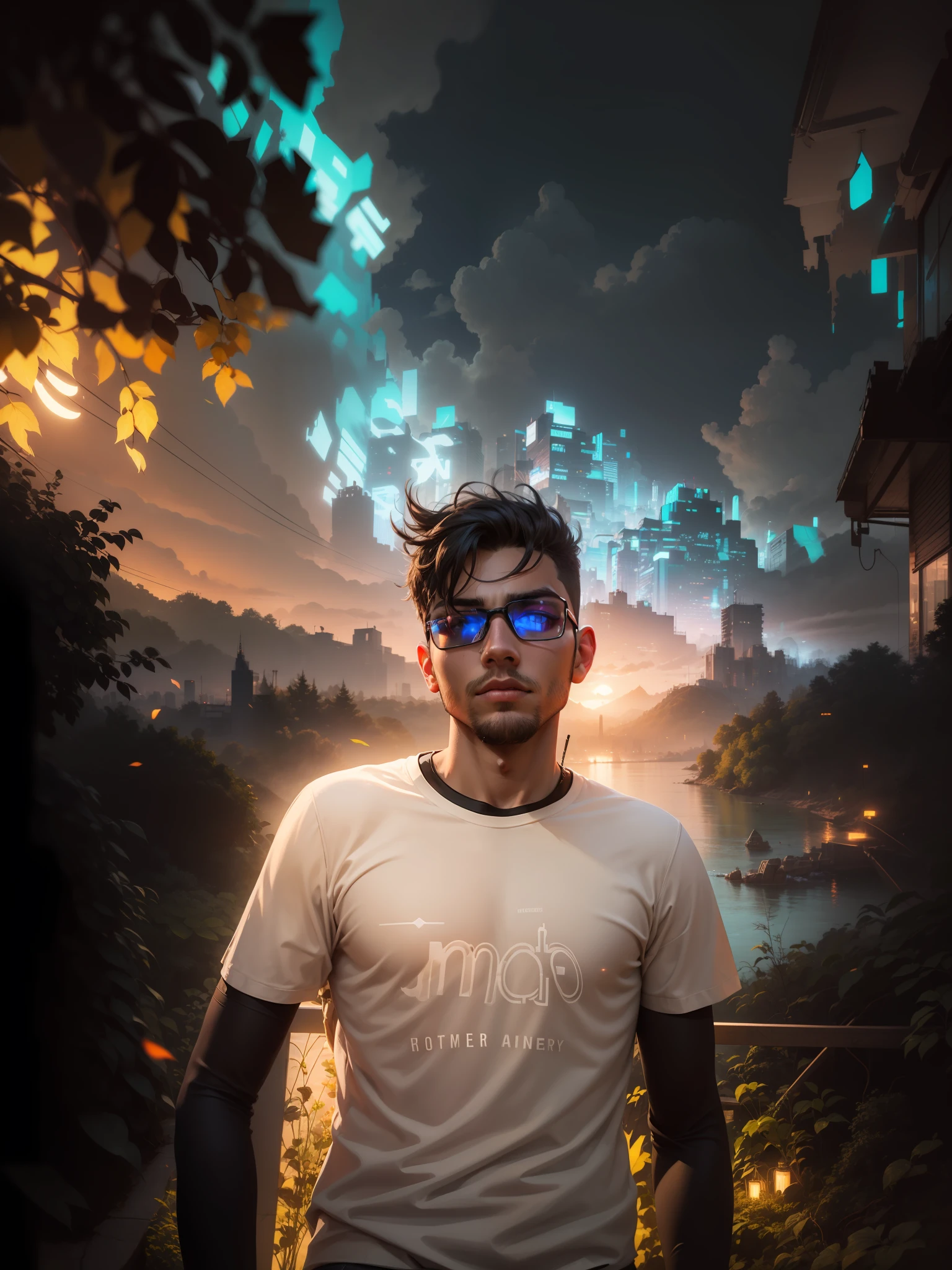 Changebackground with nature cyberpunk handsome boy ultra realistic