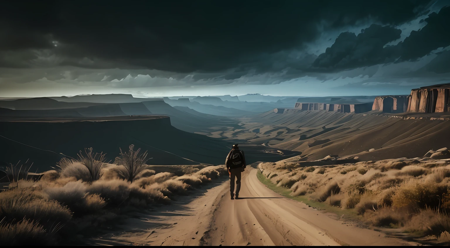 super high resolution, best quality, photo, 16k, (photorealistic: 1.2), cinematic lighting,Um cowboy misterioso nas sombras, ambiente dark, sinistro e uma tempestade ao fundo. resolution of 64K for an immersive and realistic visual experience. Let your work capture the essence of myth and wonder, leaving viewers in awe of its beauty and power. --auto
