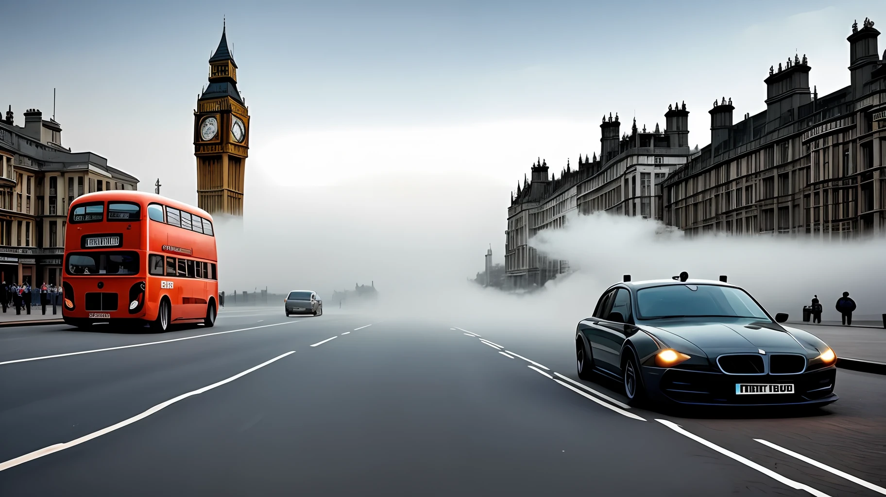 london, england, big ben, red buses, fog, Josh Adamski --s 400 --auto