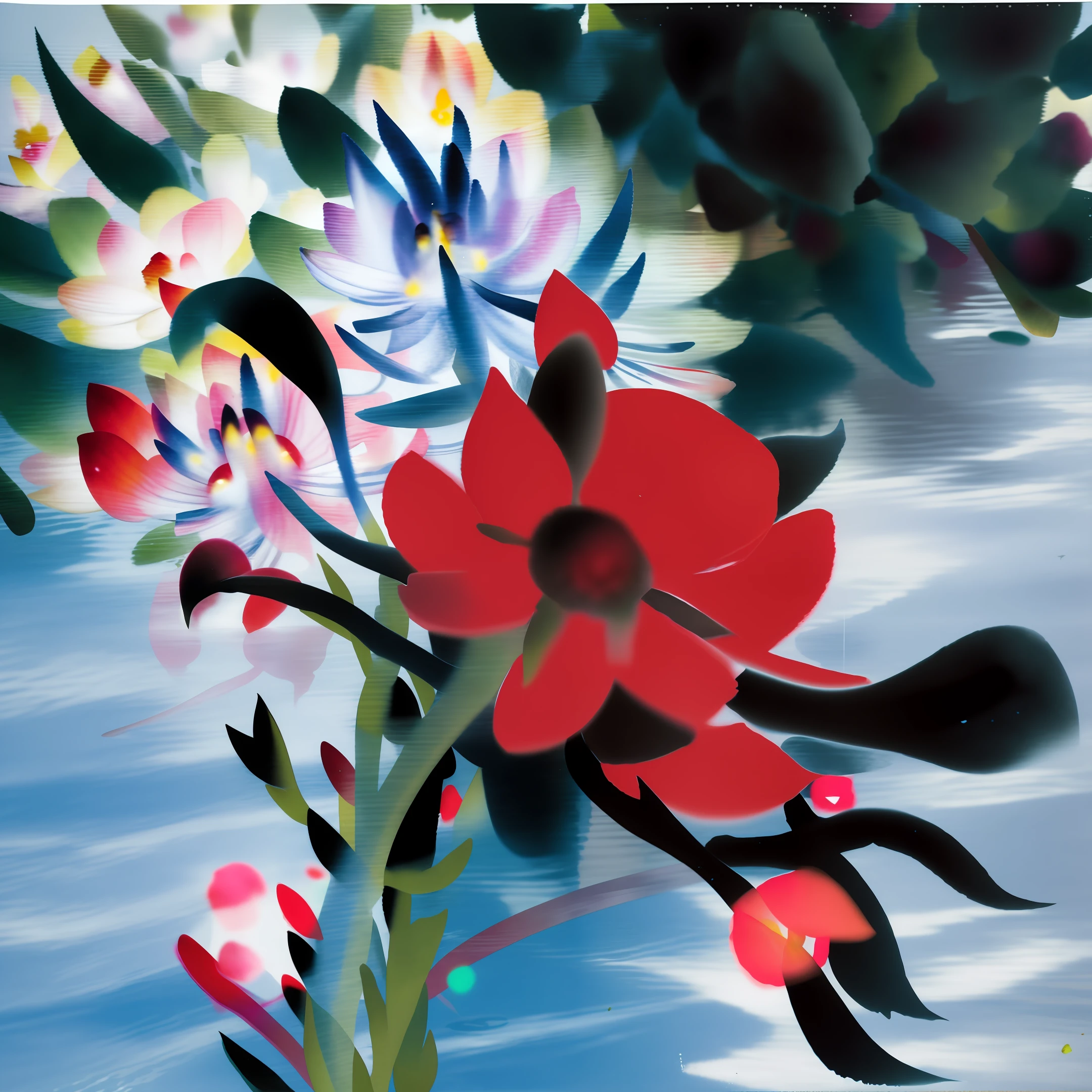 A young girl wearing flowers,Floating on the water