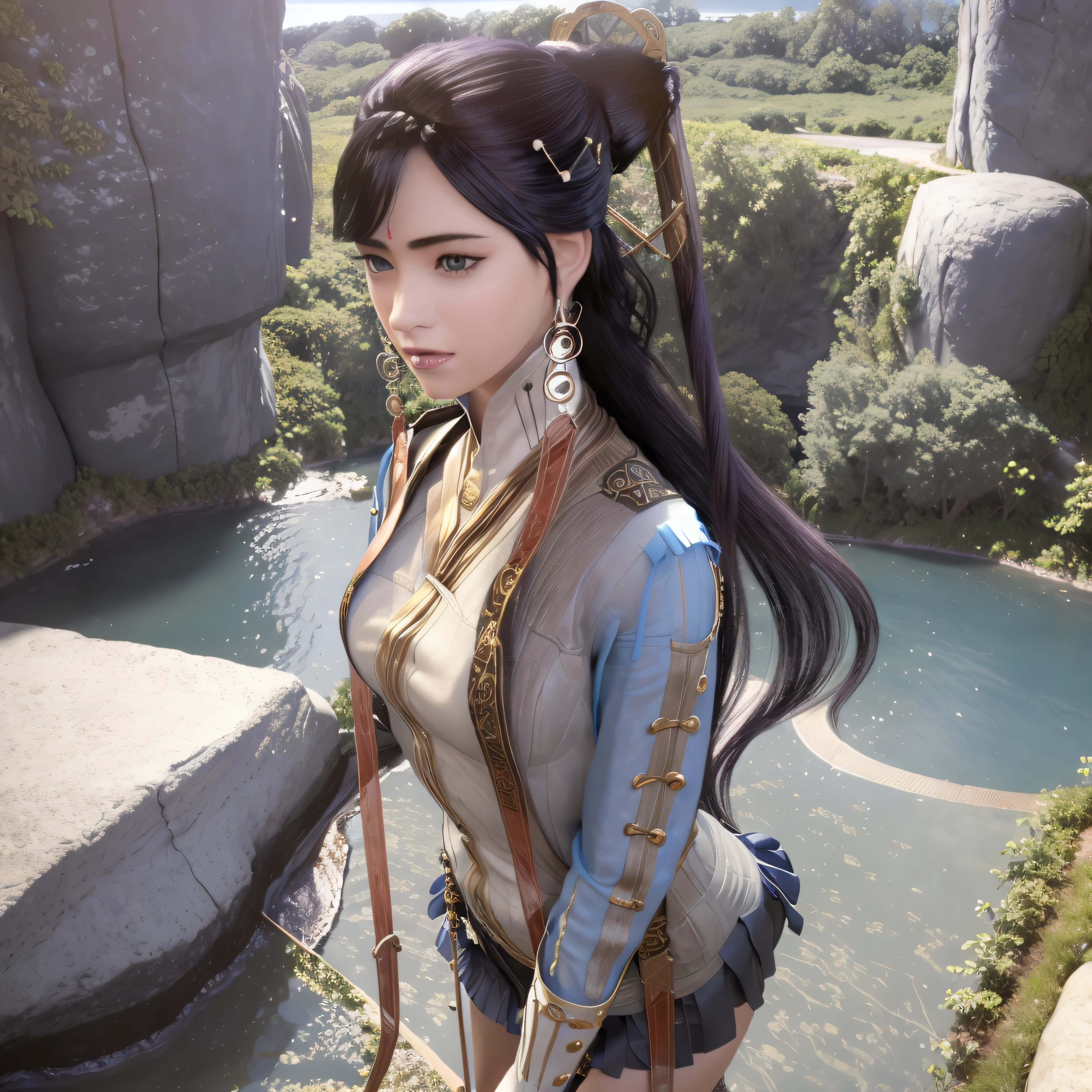 National tide,ancient buildings,swordsmen,perverted woman,Female Warrior,The sword,rivers and lakes,swing the sword,Xianxia,martial,beatifull,heroic look --auto