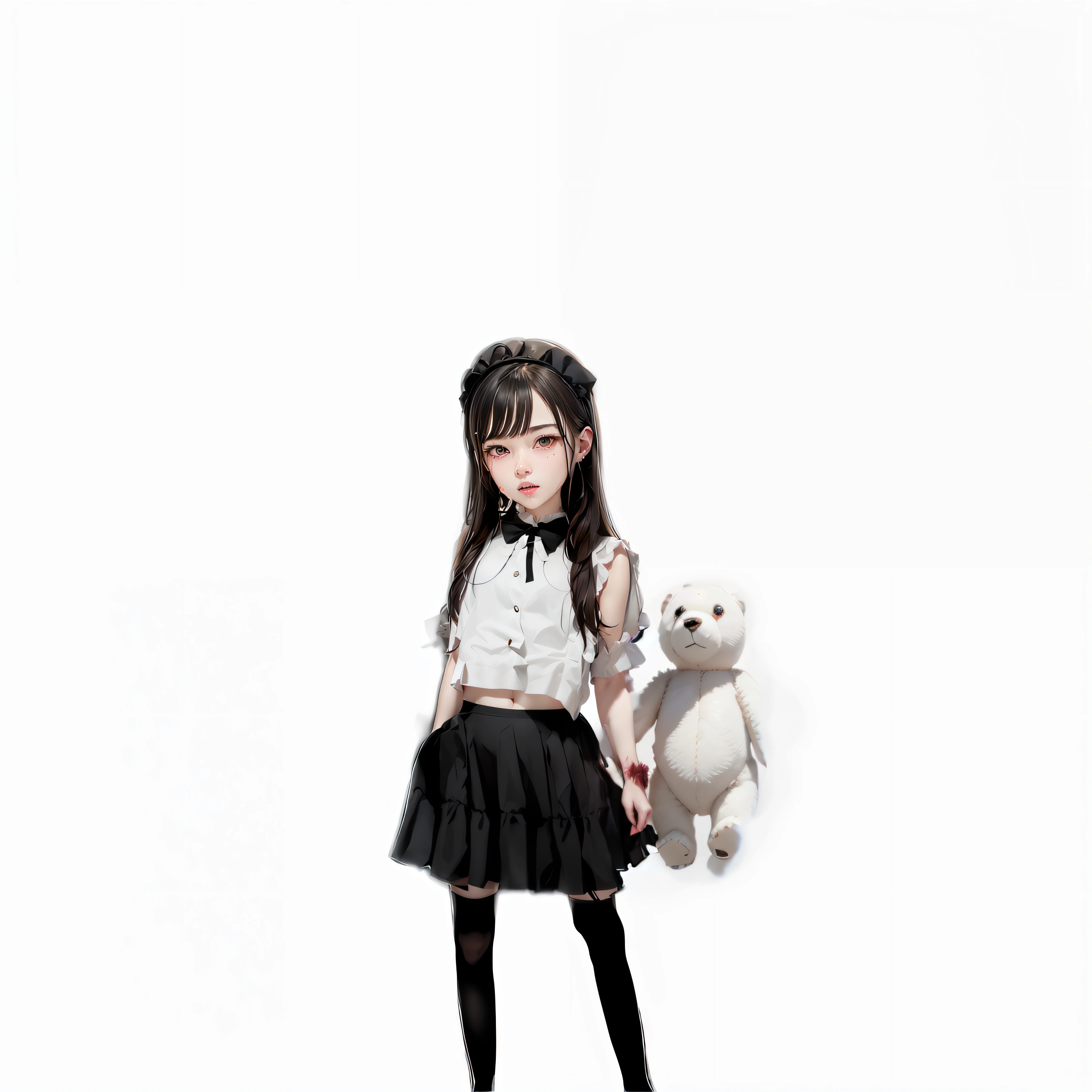 Hand grabbing bloody and inverted white teddy bear --auto