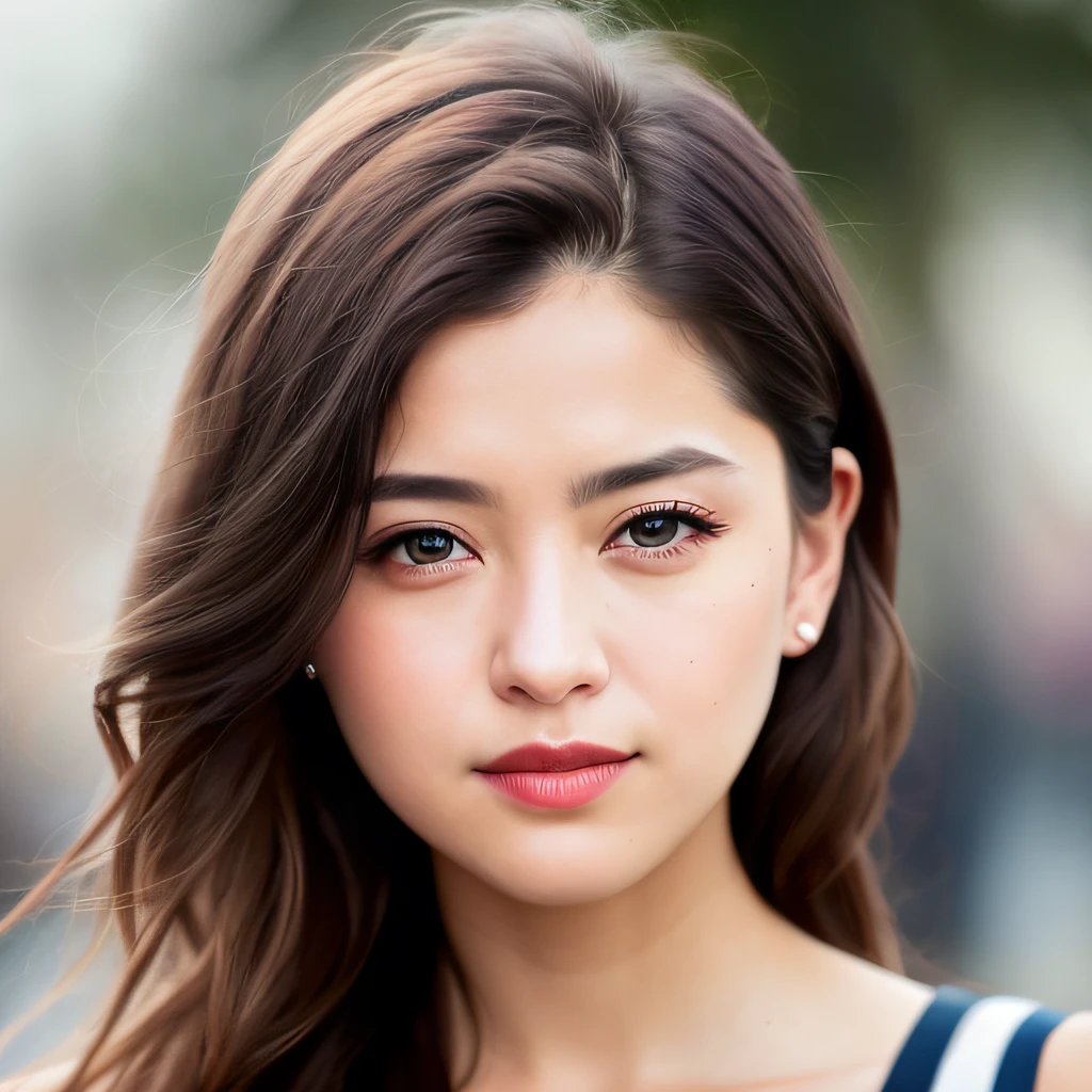 Looking at the audience, light makeup, realism, realistic photos, professional color correction, 8K, F2.4 aperture, 35mm lens, realistic real face, only the face area is included.