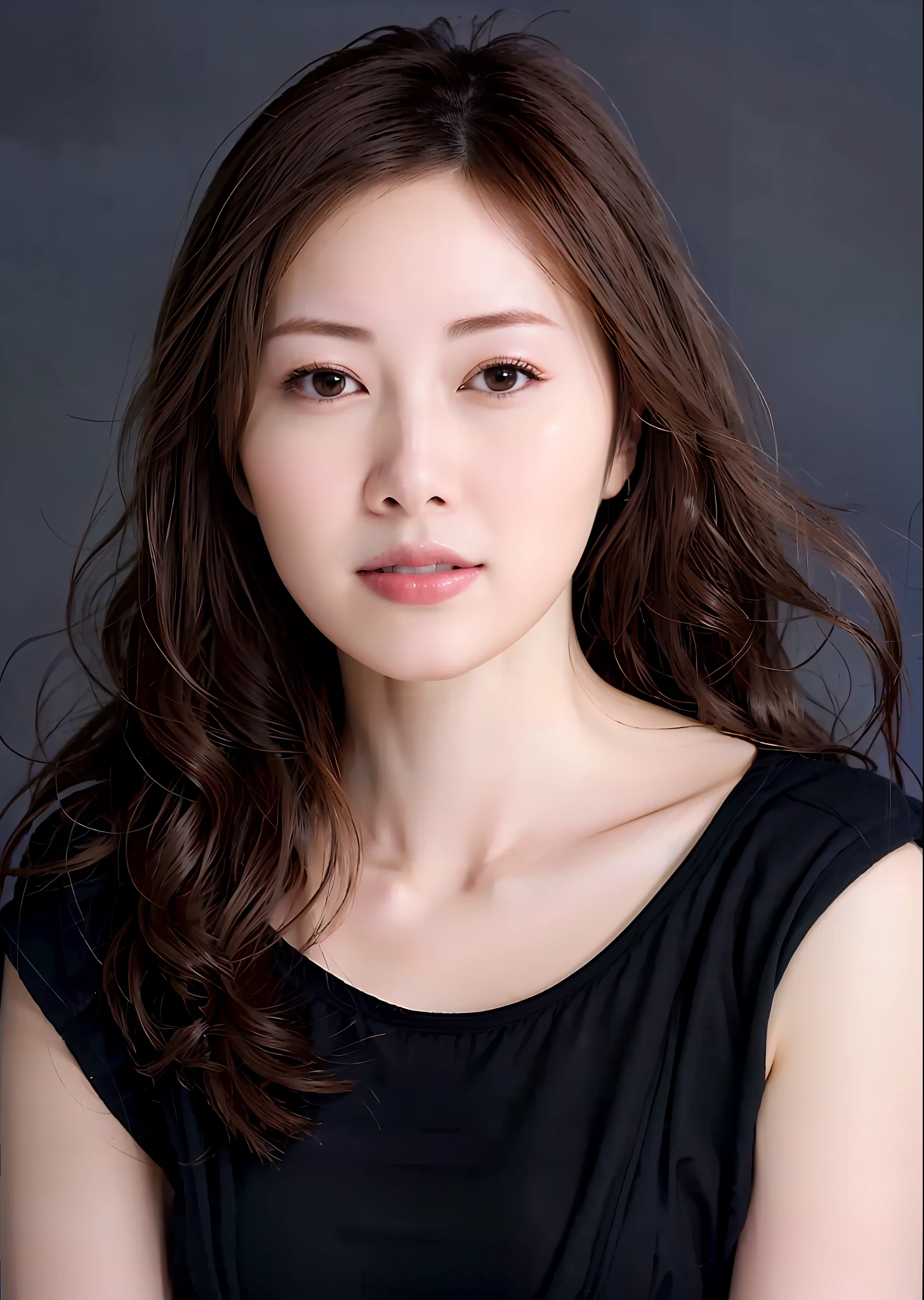 a woman with long hair and black top posing for a picture, sangsoo jeong, female actress from korea, lee ji - eun, lee ji-eun, shin min jeong, kwak ji young, hwang se - on, park ji-min, Choi Hong Hwa, kim hyun joo, Kaoru Mori, Kiyoko Suzuki