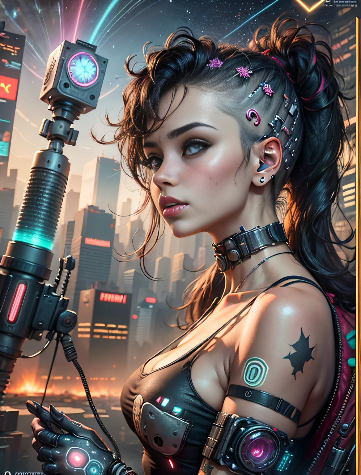((wallpaper)) ((8k)) ((ultra realista)) ((cyberpunk)) ((sexy)) corpo todo, morena , brincos de estrelas, constellations, universo, ((india))