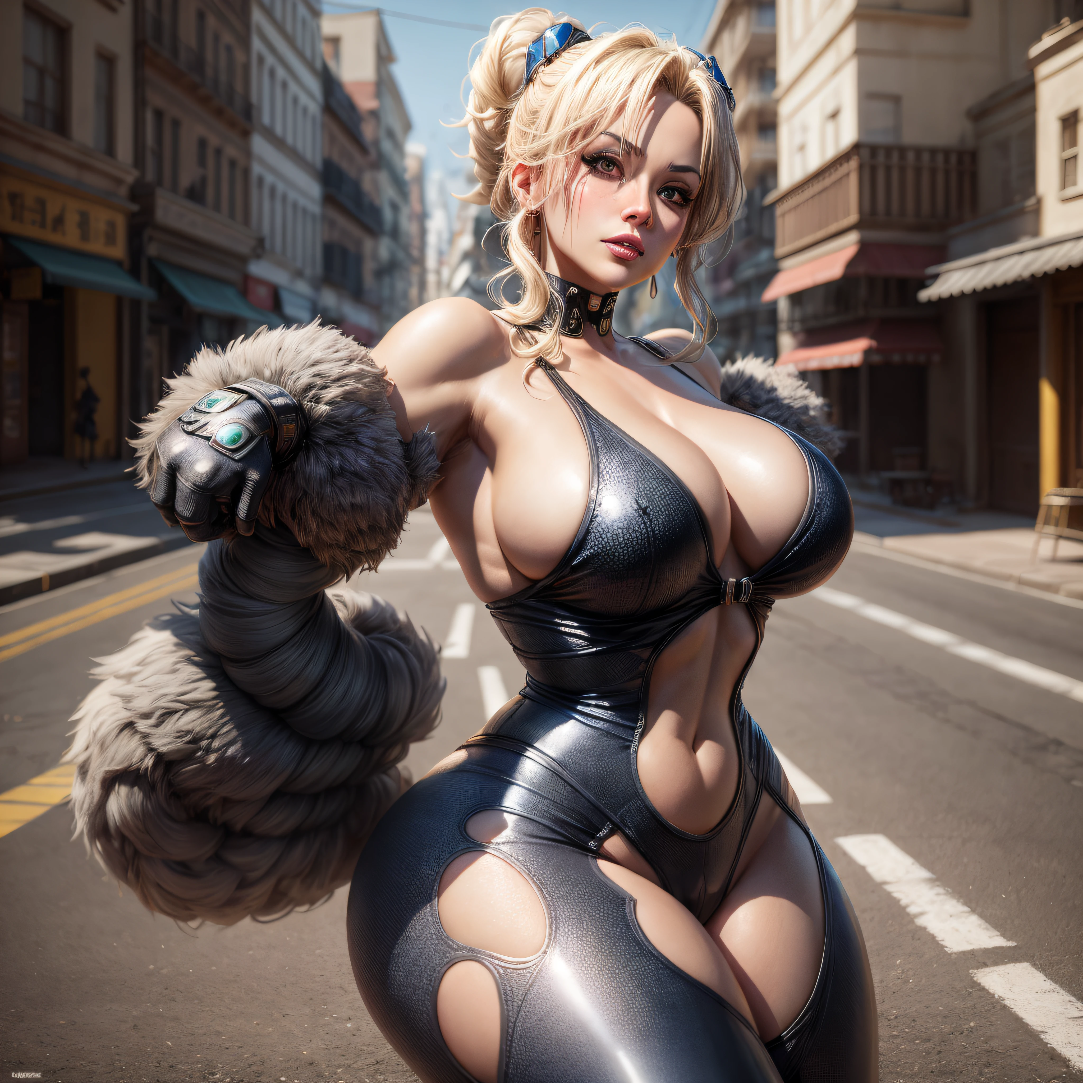 there is a woman in a wetsuit posing on the street, thicc, Fofosexyrobutts, como personagem em tekken, sfw version, 3 d render arte do caractere 8 k, Estilo Ivan Talavera e Artgerm, deviantart artstation cgscosiety, Artgerm extremamente detalhado, trending on artstation hd, Cammy, WLOP pele brilhante