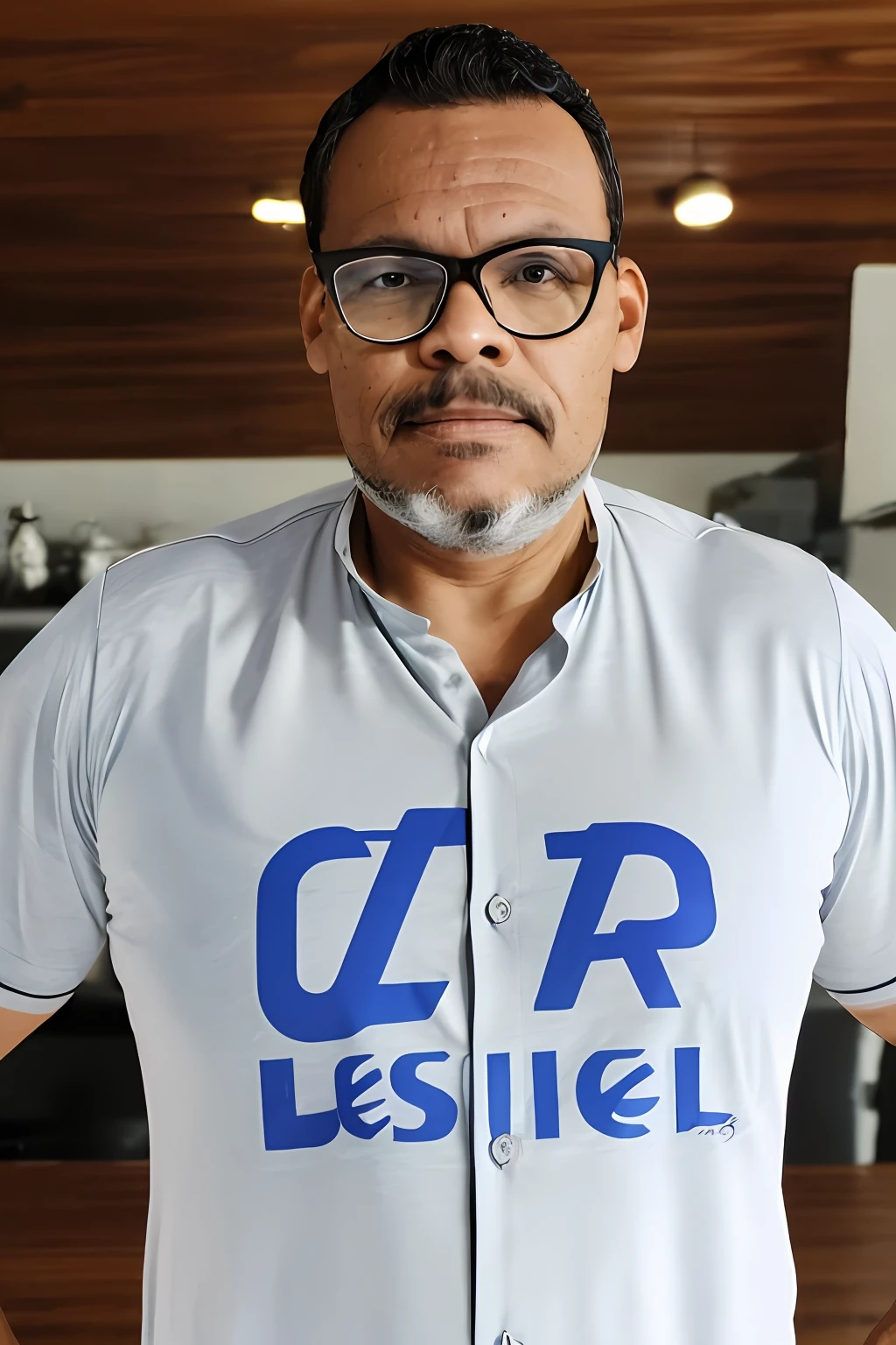 guttonerdreliberate1, retrato frontal de um homem de 48 anos, graves, bespectacled, com (((barba comprida))), olhos brilhantes castanhos escuros, rosto definido e detalhado, detailed skin with apparent pores, (((vestindo camisa social com gravata))). Photograph for documentation. fundo branco. Iluminacao de estudio. UHD realista. fotografia profissional