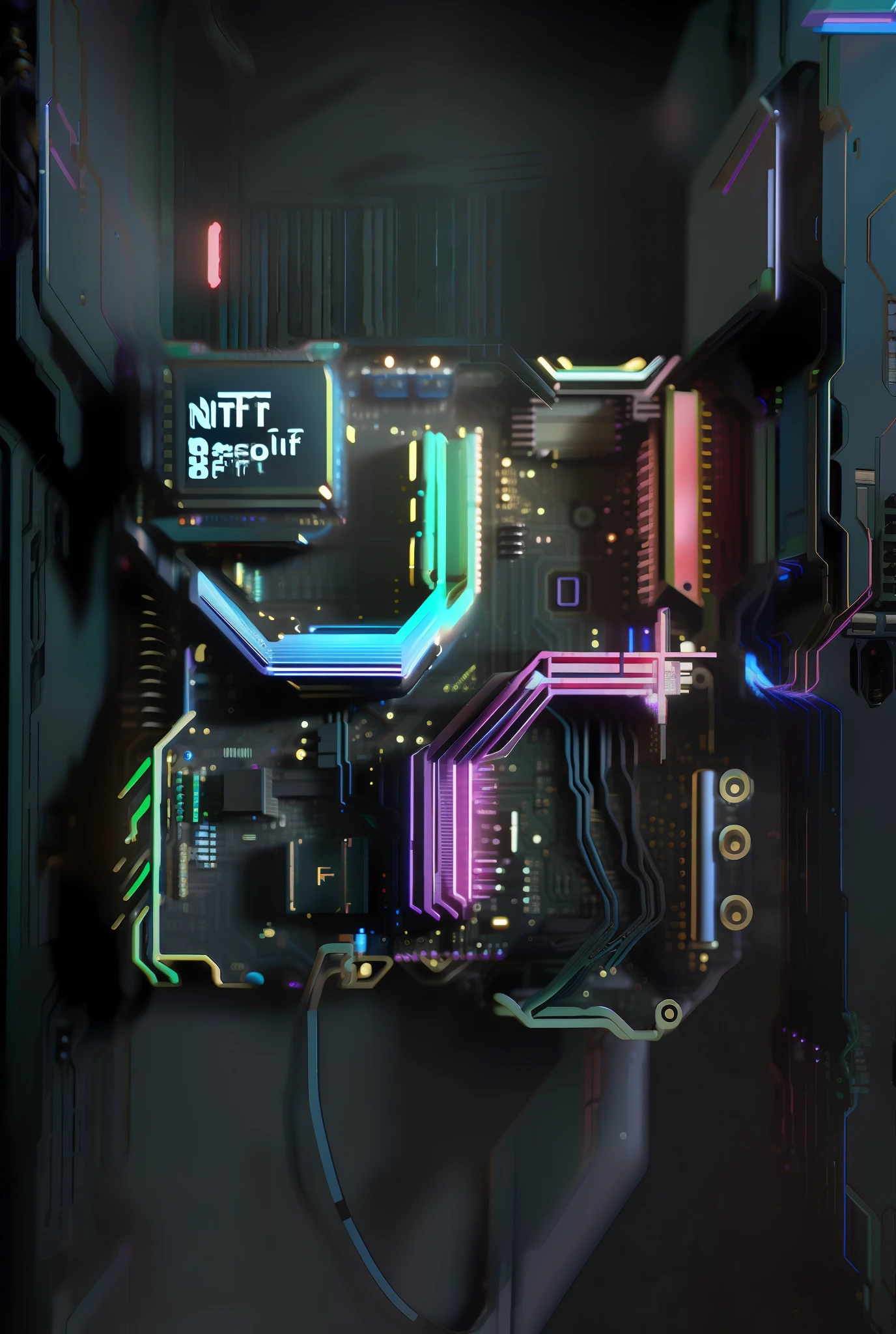 nft pass there is a close up of a computer motherboard with a keyboard, iridescent cybernetic processor, 8k computer render, octagon render 8k, 3d 8k octan render, a cpu with human brains, high detail 8 k render, high detail 8k render, colorful redshift render, 8k render, 8 k render