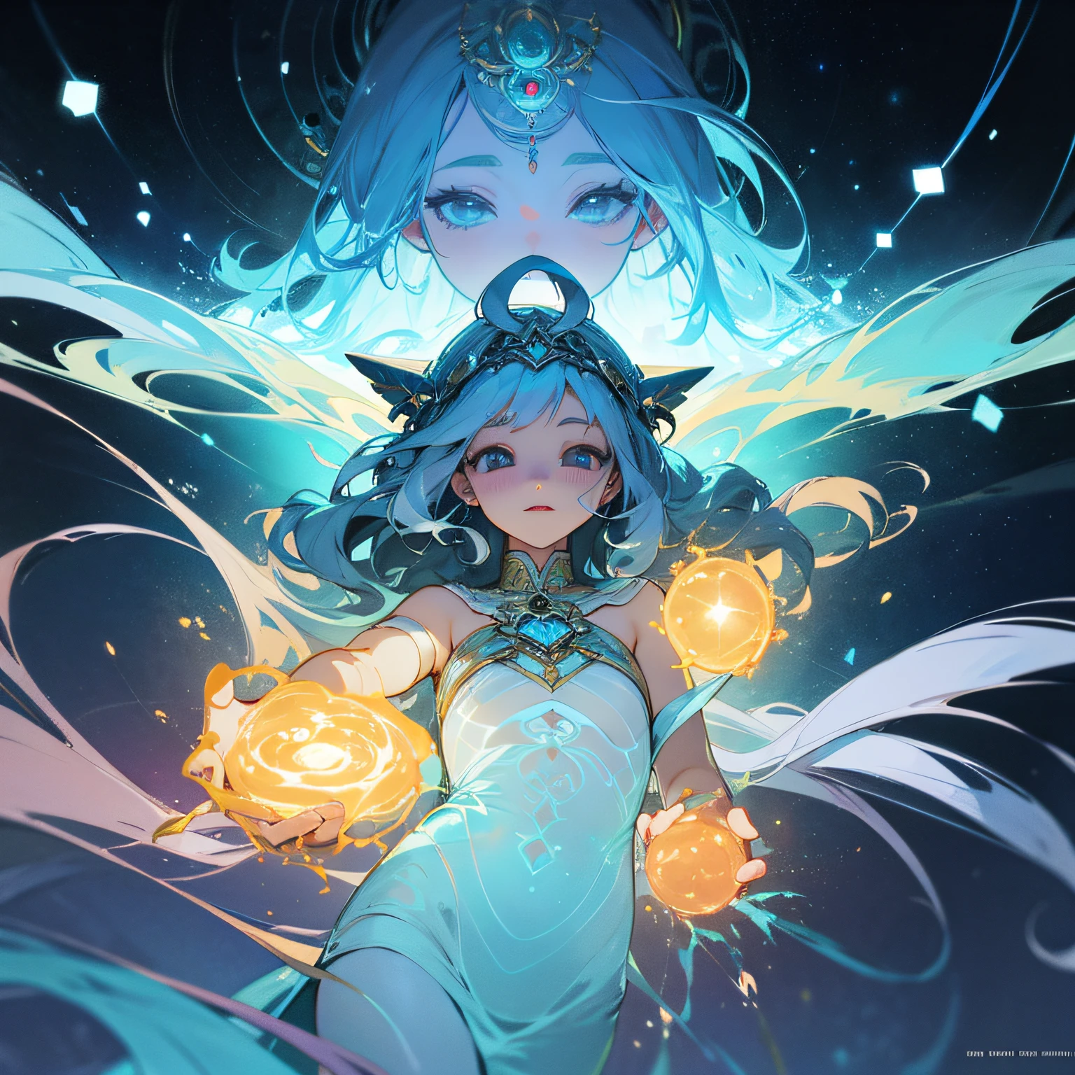 Diving Into The Ether Flowing with The Eternal Soul Through Vibration of love, everything is connected, Flowing energy, Spiritual, divine, dreamlike, cosmic, concept art, mind blowing, feminine beauty, god, pineal gland, dreamlikeart --auto