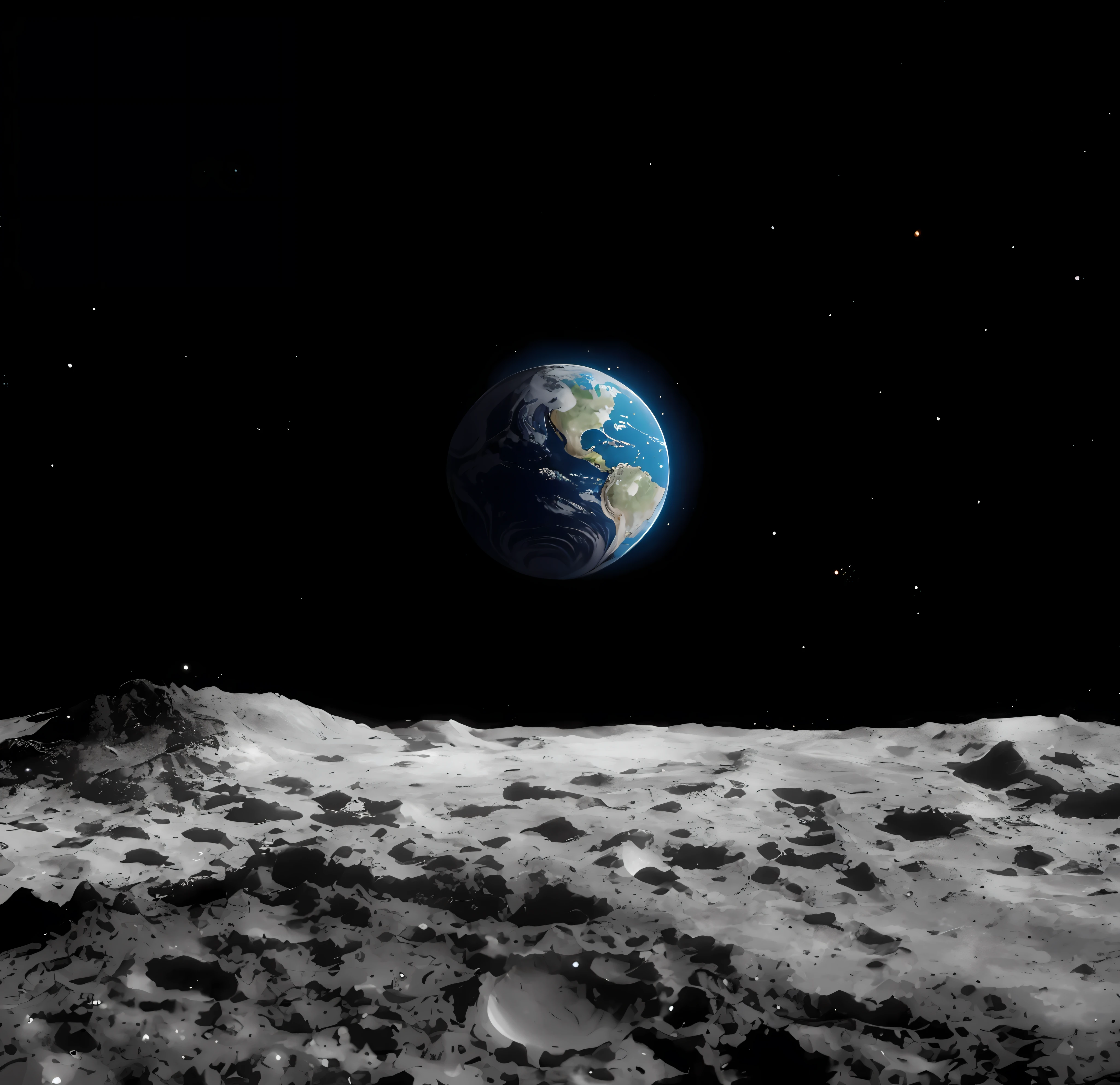 a view of the earth from the moon's surface, with earth in the background, moon surface background, earth in the background, moon surface, earth in foreground, earth in the foreground, approaching earth, earth in space,ultra high resolution, clear focus, super detailed, natural light, cinematic photo tinting, William Mortensen,shot on canon EOS 5D MARK iv,style ---ar---16:9- , --auto --s2