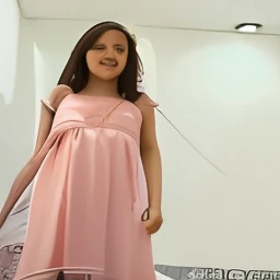 arafed little girl in a pink dress standing in a room, Wearing a pink dress, wearing long gown, wearing a pink dress, wearing skirt, girl in a dress, Pink dress, wearing a formal dress, soft silk dress, Wearing a gorgeous dress, wearing elegant dress, wearing pink floral gown, loli in dress, Wearing a dress