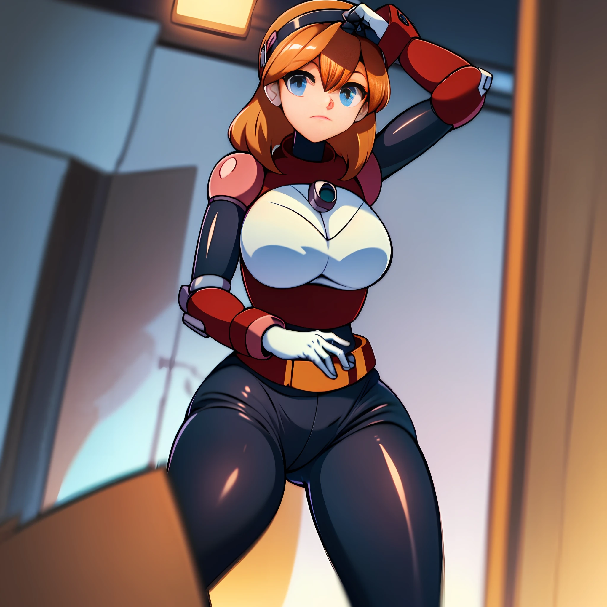 1Girl, Heavily armored, cybernetic visor,gloves, skirt, heavy cybernetic boots, heavy cybernetic arms, heavy cybernetic torso, waist belt