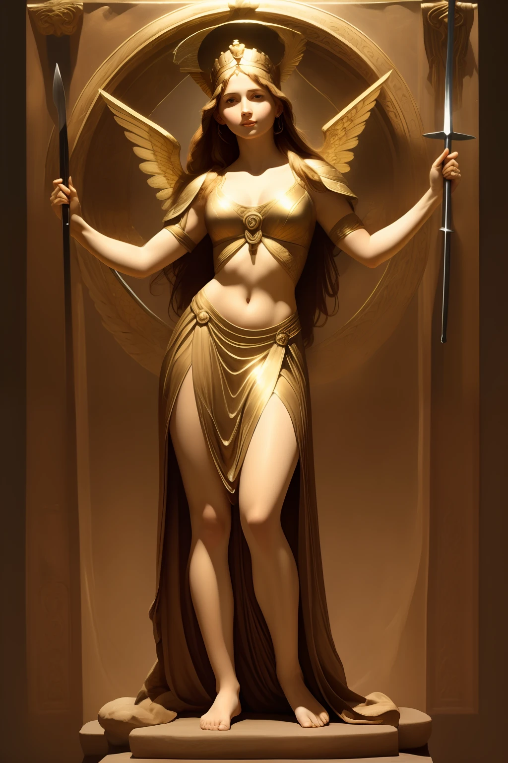 a masterpiece of,superhighresolution,A beautiful woman with a sword and halberd in her hand, Long hair fluttering on end,Ancient Greek women's clothing,Goddess of battle,In the clouds and air, the clothes flutter,Thomas Blackhill,greek goddess athena, j c leyendecker 8 k, alphonse mucha j. portrait of celtic goddess diana, venus godness athena,