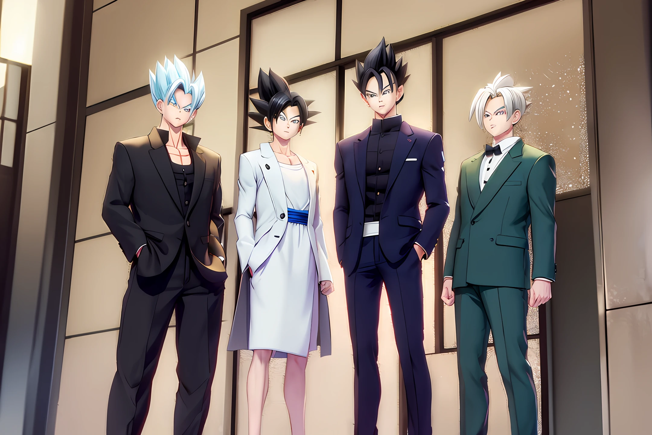 Trunks from dragon ball z wearing a tuxedo