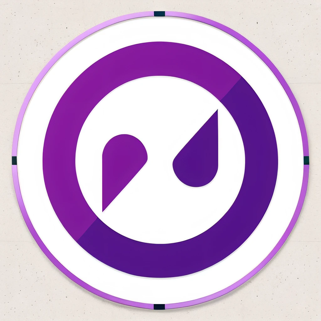 Crie um logo formato circulo tamanho 720 x 720 pixel, design elegante e clean, cores solidas Cor de fundo: roxo (#800080) Cor do texto: Branco (#FFFFFF) Leterring TC, tema, Communication and Sales, Use ellipsis, design 4k obra prima