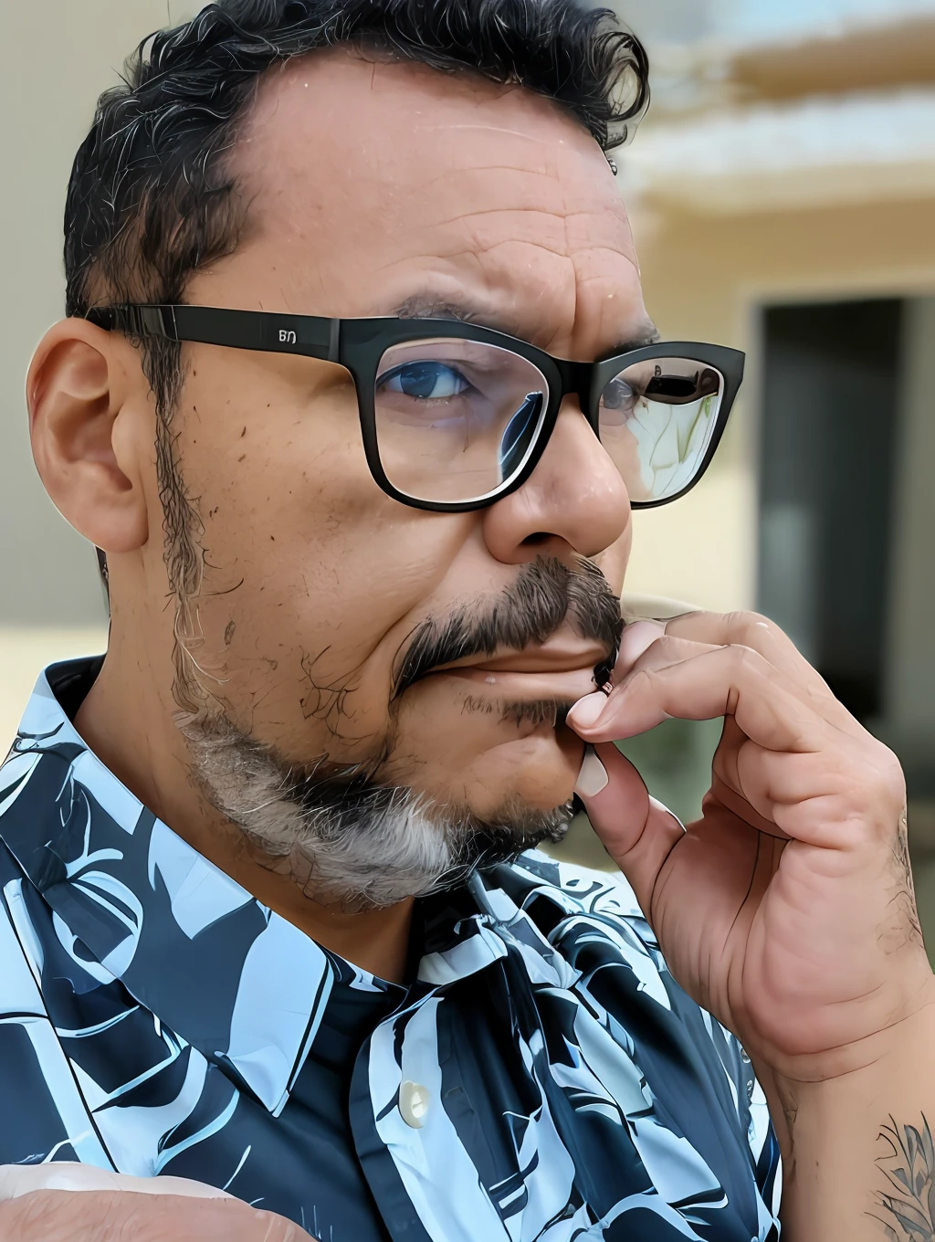 guttonerdvision4, Portrait of a 48-year-old man wearing glasses, serious countenance, com (((Barba de lenhador))), olhos brilhantes castanhos escuros, rosto definido e detalhado, detailed skin with apparent pores, (((vestindo camisa social com gravata))). Photograph for documentation. (((fundo preto retroiluminado))). Iluminacao de estudio. UHD realista. fotografia profissional, O 50mm