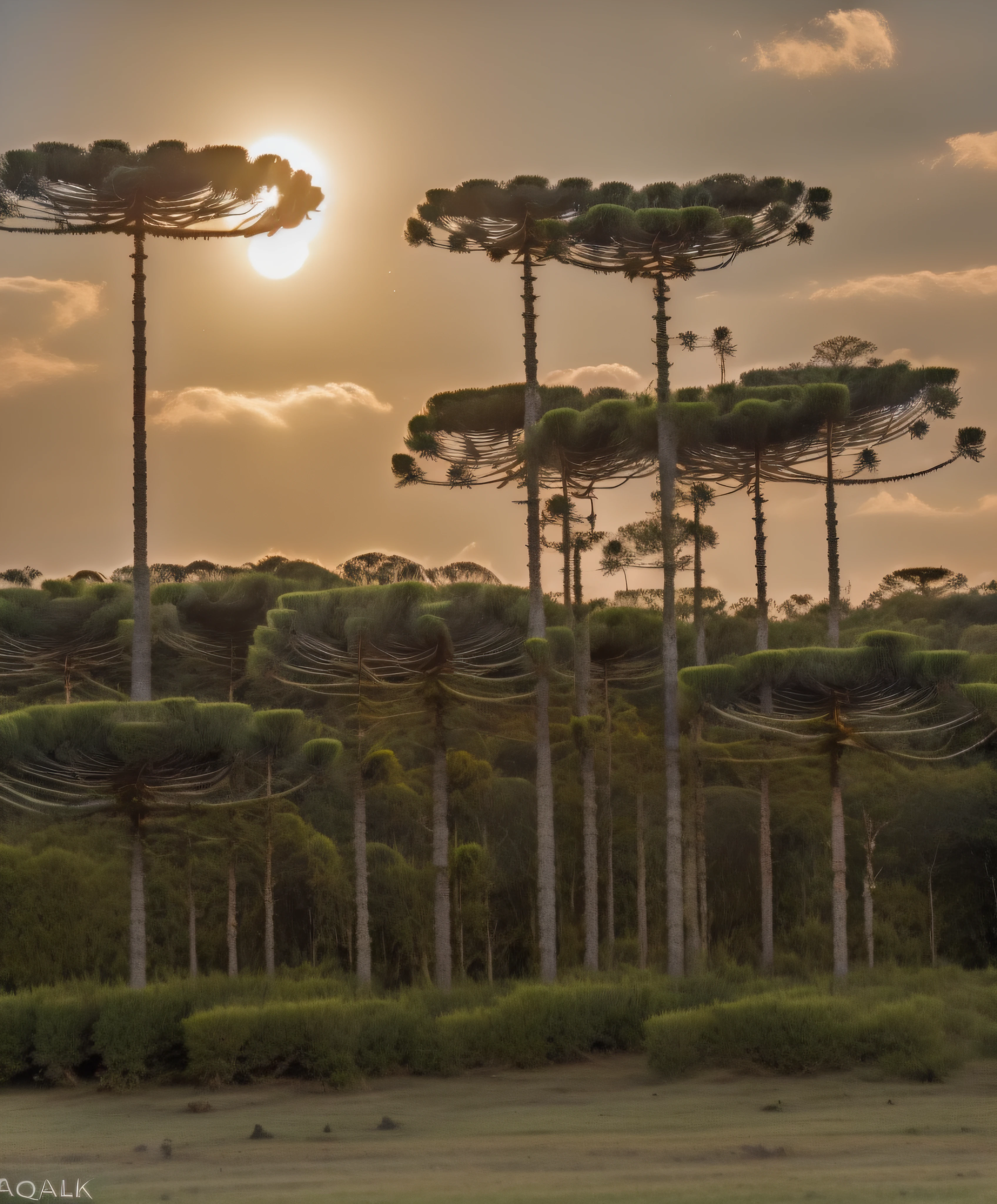 Foto RAW, DSLR, gentle illumination, alta qualidade, obra-prima, melhor qualidade, fotografia de alta qualidade, Bokeh,,
araucaria, Prehistoric forest