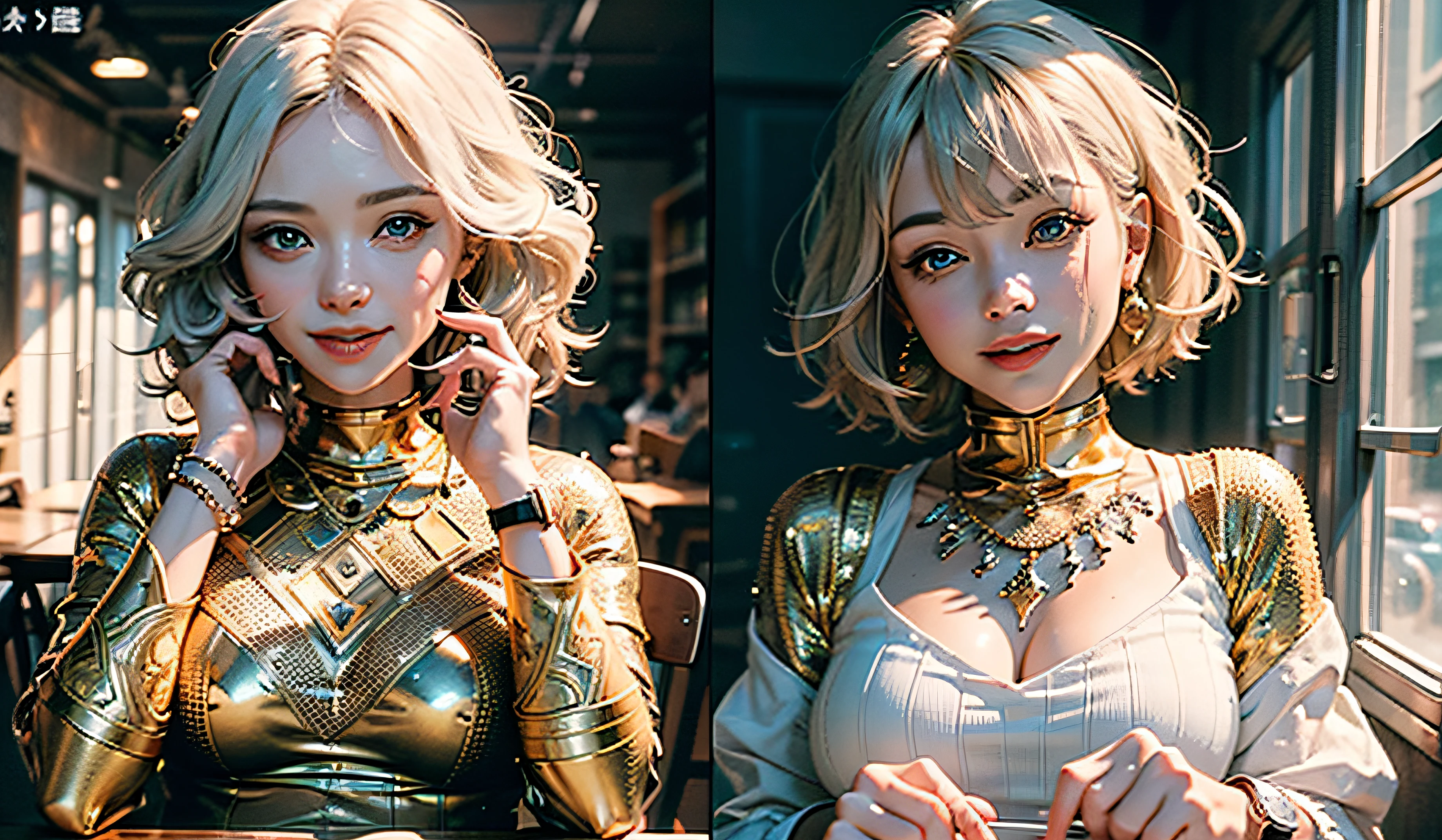 fullllbody、White-haired、(dragoon: 1.2)、Brantovan、шедевр、beste-Qualit、offcial art、Highly elaborate CG Unity 8K wallpapers、For girls、Super-High Resolution、(photo- realistic:1.4)、Golden Hour Lighting、Sweater Dresses、(Upper body body)、(Platinum Shorthair:0.8)、(Puffy eyes)、watch audience、Front-facing、a smile、mideum breasts、Gentle smile、shirts lift、Luxurious interior