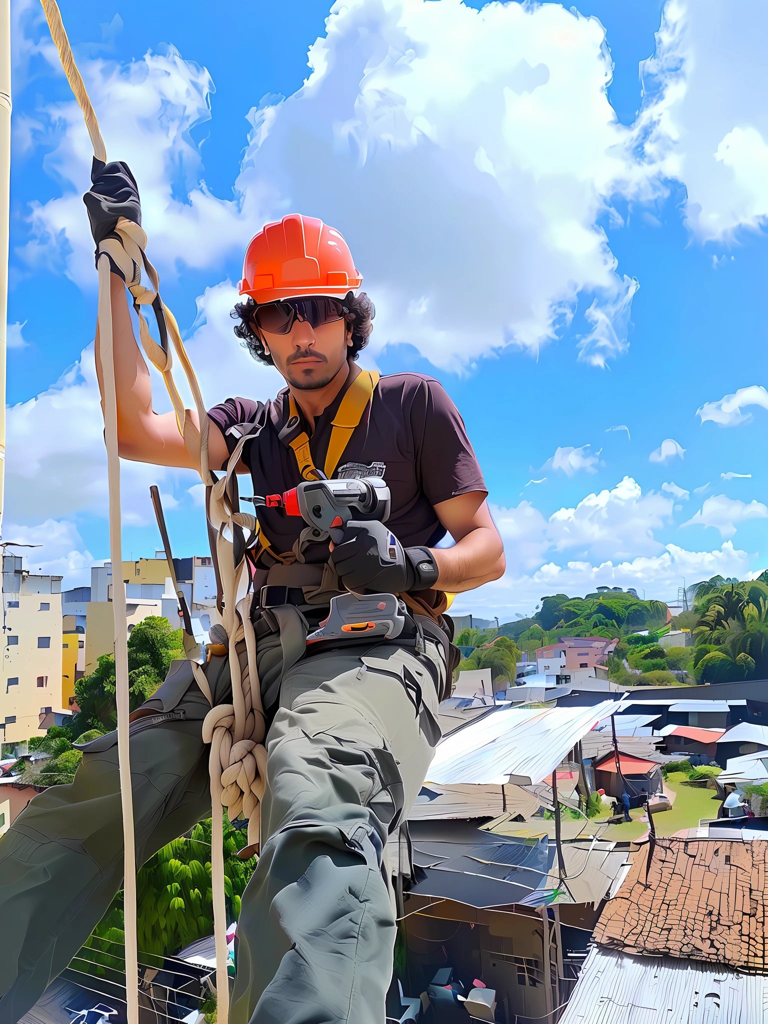 arafed man in a hard hat and safety gear climbing a rope, david rios ferreira, trabalhando duro, Directed by: Felipe Seade, by João Artur da Silva, Directed by: Luis Miranda, trabalho profissional, profissional, edu souza, icaro carvalho, Foto Profissional, Fotografia tirada em 2 0 2 0, muito profissional