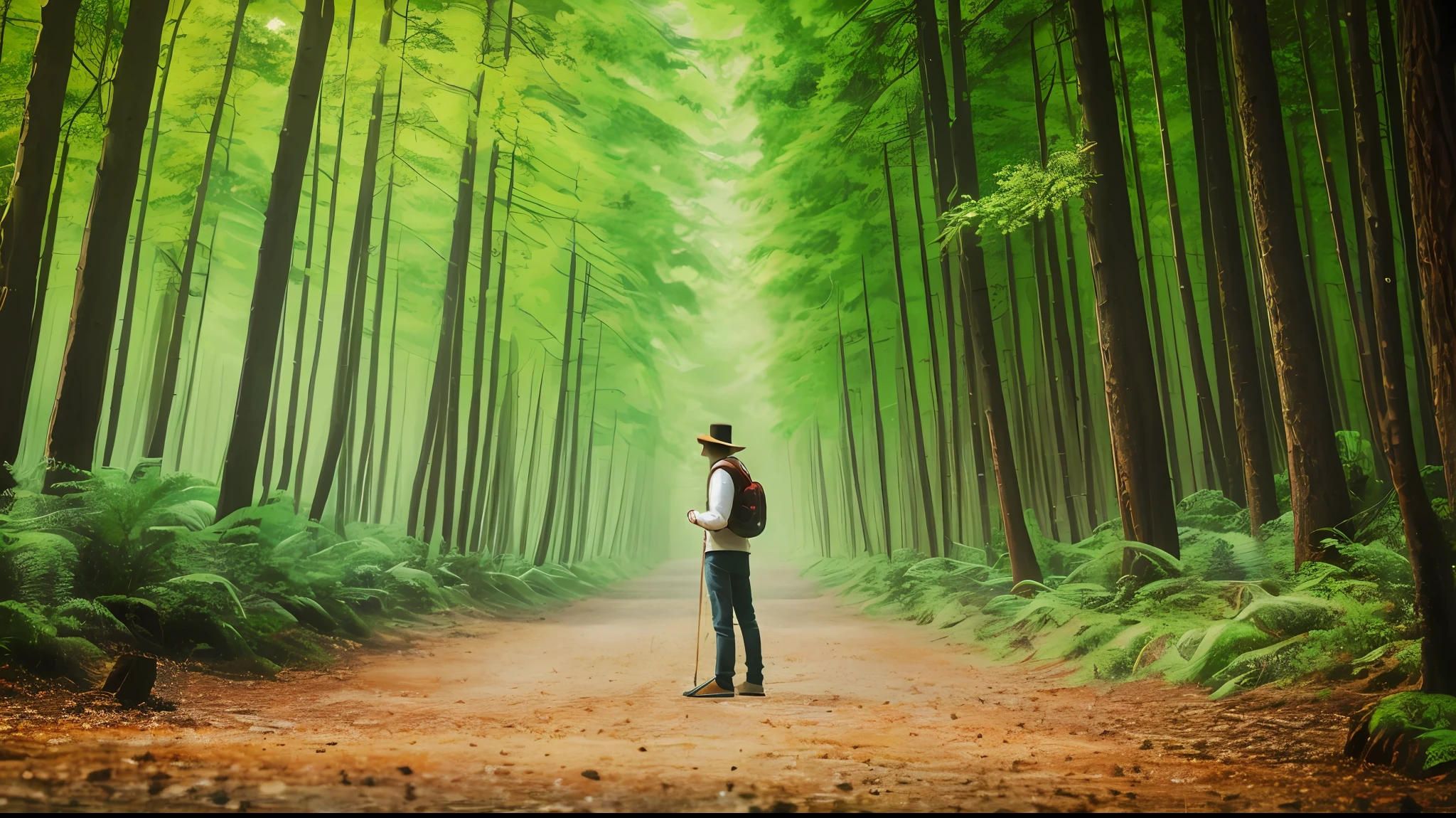 homem andando por uma floresta, com uma luz divina no final da estrada. Render anatomical art nsfw photo ultra realistic intricate and accurate deliberate real cinematic
