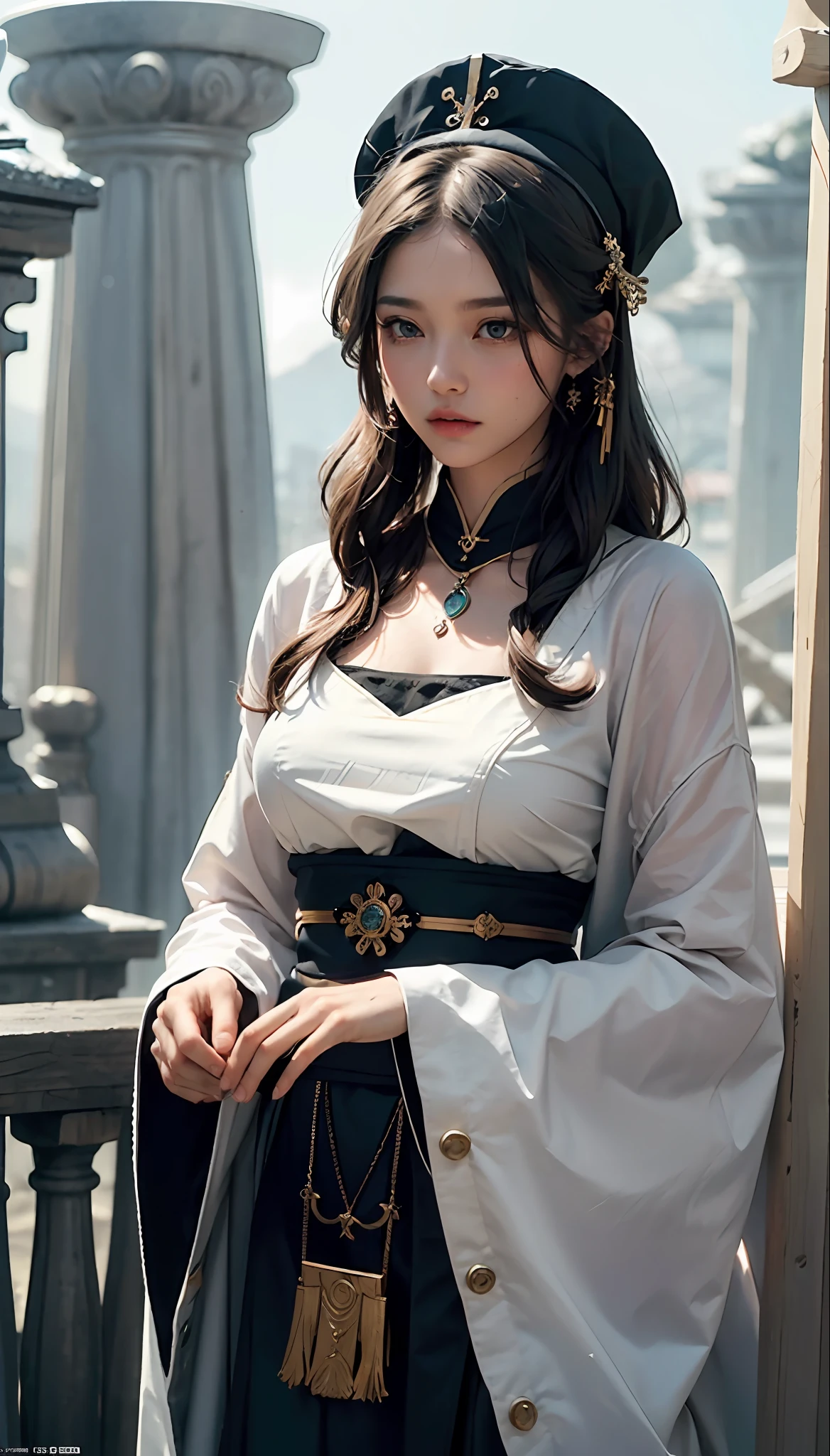 (1girl:1.3),solo,__body-parts__,
official art, unity 8k wallpaper, ultra detailed, beautiful and aesthetic, beautiful, masterpiece, best quality,Fantastical Atmosphere, Calming Palette, Tranquil Mood, Soft Shading,
Miko priestess, charm spell, talisman familiar, shrine maiden duties,