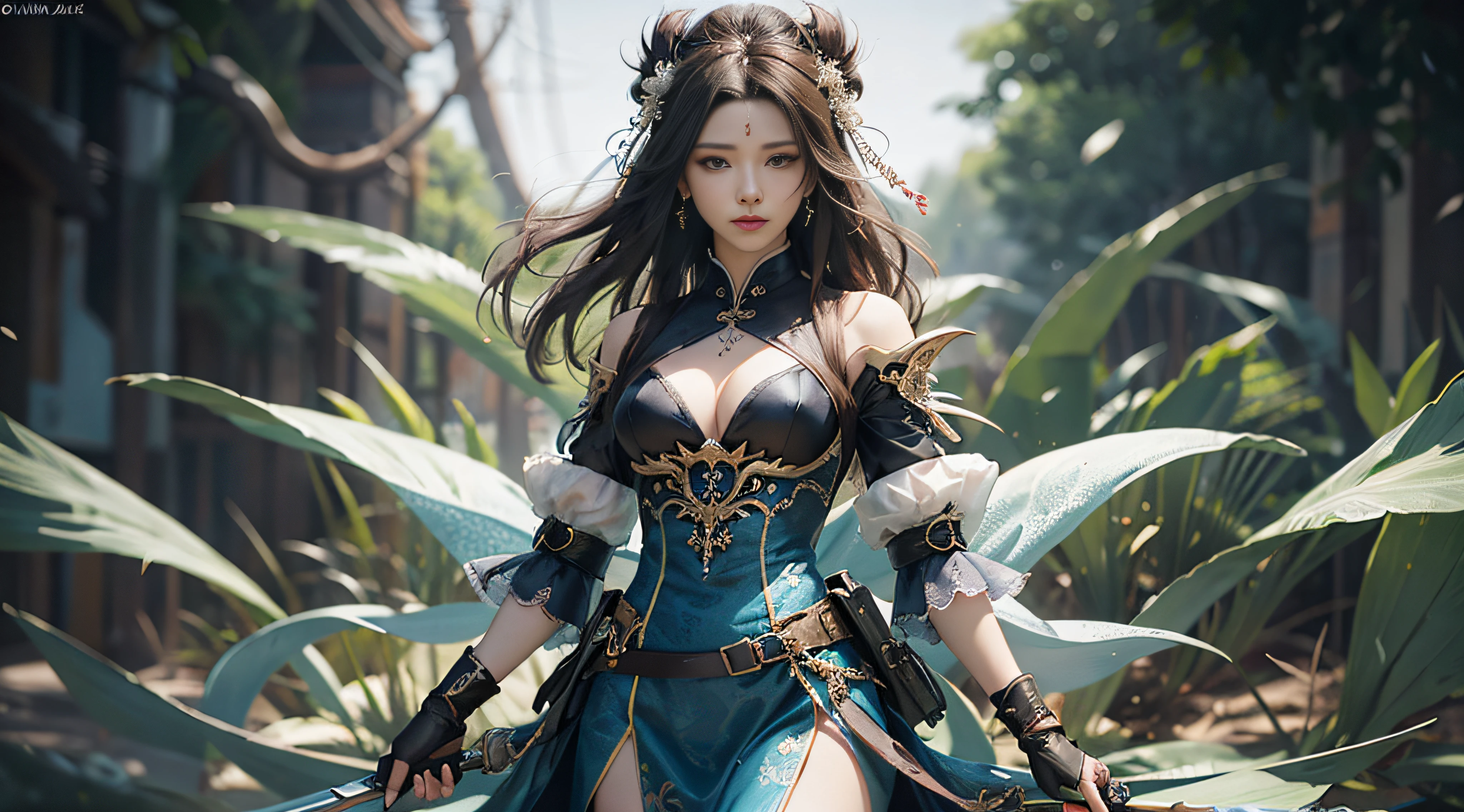 uma mulher em um vestido azul-prateado, Cheng Weipan Art Station, Sentido de Tecnologia Xiuxian, Beleza do Gelo e da Neve, Mangas de Gaze, Arte de Fantasia Detalhada, Arte de Personagem Impressionante, Exquisite Epic Character Art, Armadura Complexa Bonita, Maquinaria, Arte de Arte Extremamente Detalhada, detailed digital anime art, Artgerm on Art Station Pixiv, Garota de Armadura, Cocares e Joias Complicadas Pesadas e Requintadas,  Nobre Senso de Alta Tecnologia, True God Sense of Déjà Vu,