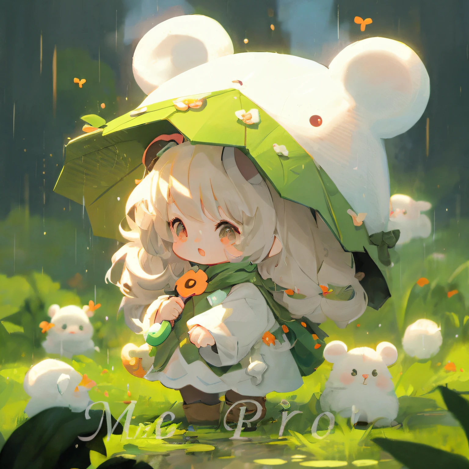 anime girl with umbrella and bunny ears in the rain, cute artistic style, Cute detailed digital art, adorable digital art, Cute anime, maplestory mouse, cute artwork, anime visual of a cute girl, Soft anime illustration, Guviz-style artwork, Guviz, beautiful mouse - girl, High Quality Anime Art Style, anime illustration
