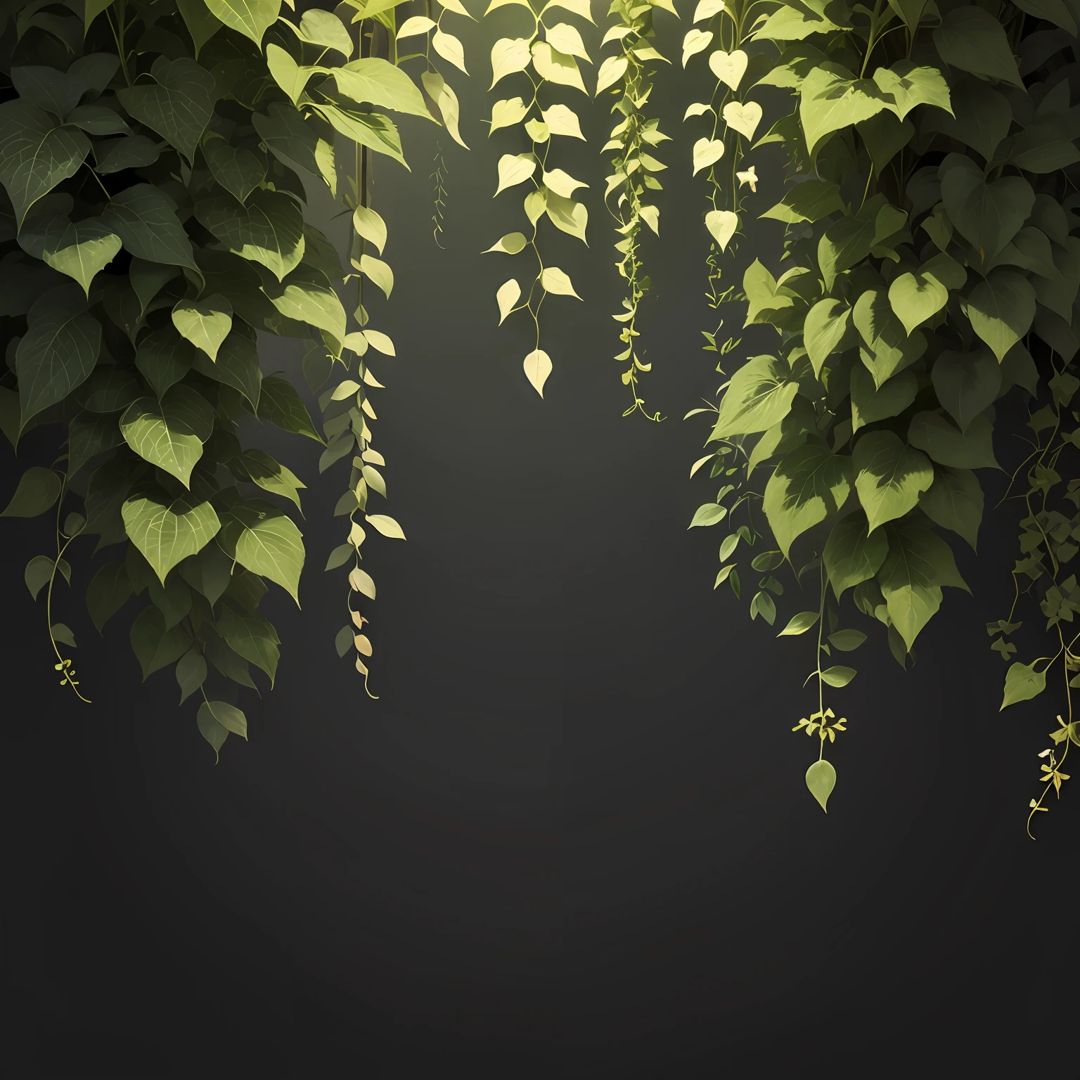 Background design、without background、Monotone black background color、White flowers and ivy