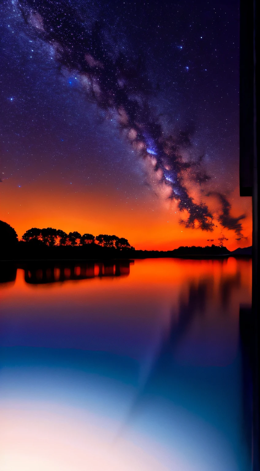 "Sunset with night glow, Realistic and colorful distant vision, cores ricas e vibrantes, High definition and charming."