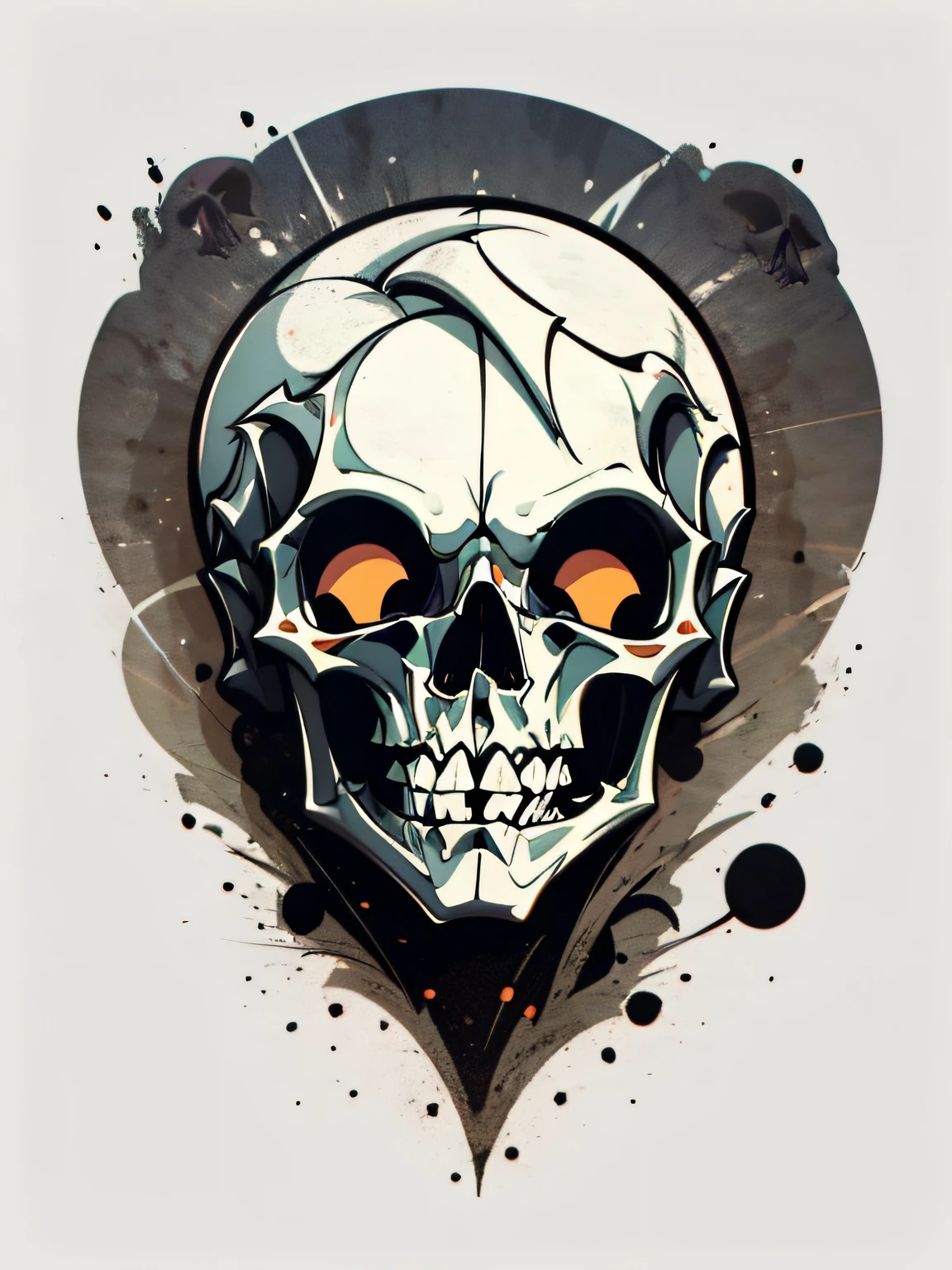 Logo with text Harbor Bay Mouth, skull Art Logo, skull of a head, in circle, white background, matte black, Minimal and Pure, Simple, Ultra Detailed, Detailed Drawing, Vectorization, Silhouette, 8k.
