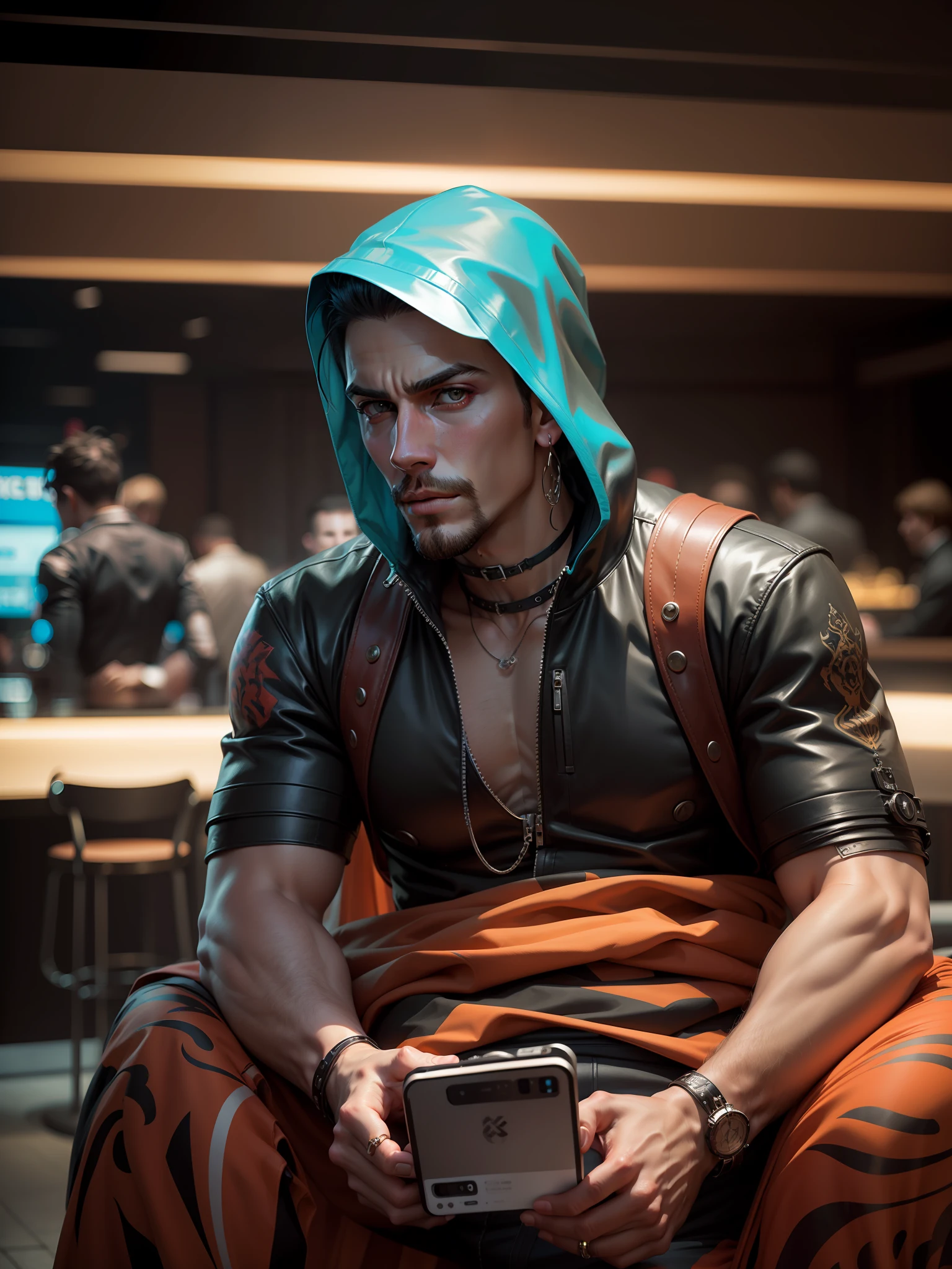 CYBERPUNK HYPERREALASTIC HANDSOME MEN FASHION LUXURIOUSLIFE LIFESTYLE