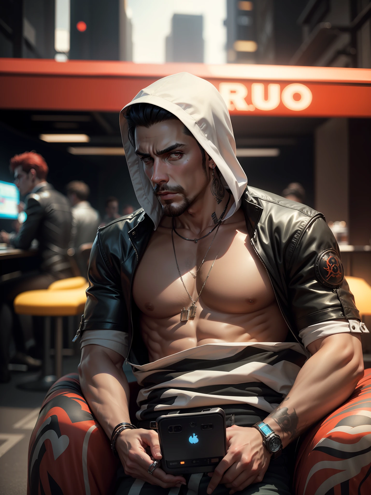 CYBERPUNK HYPERREALASTIC HANDSOME MEN FASHION LUXURIOUSLIFE LIFESTYLE