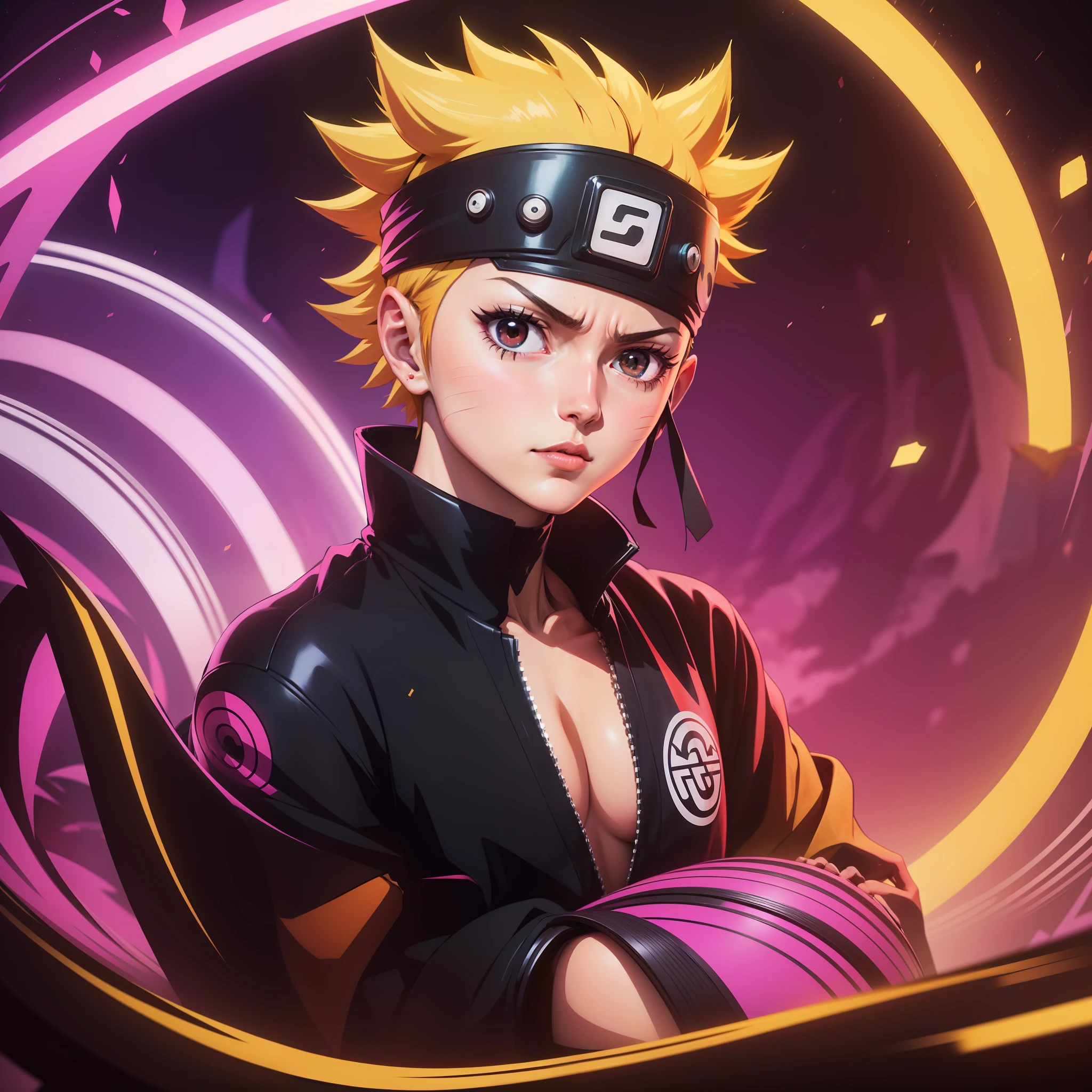 uzumaki naruto, Naruto, estilo anime, Synthwave, corpo inteiro, 8k, altamente detalhado, disco Rigid